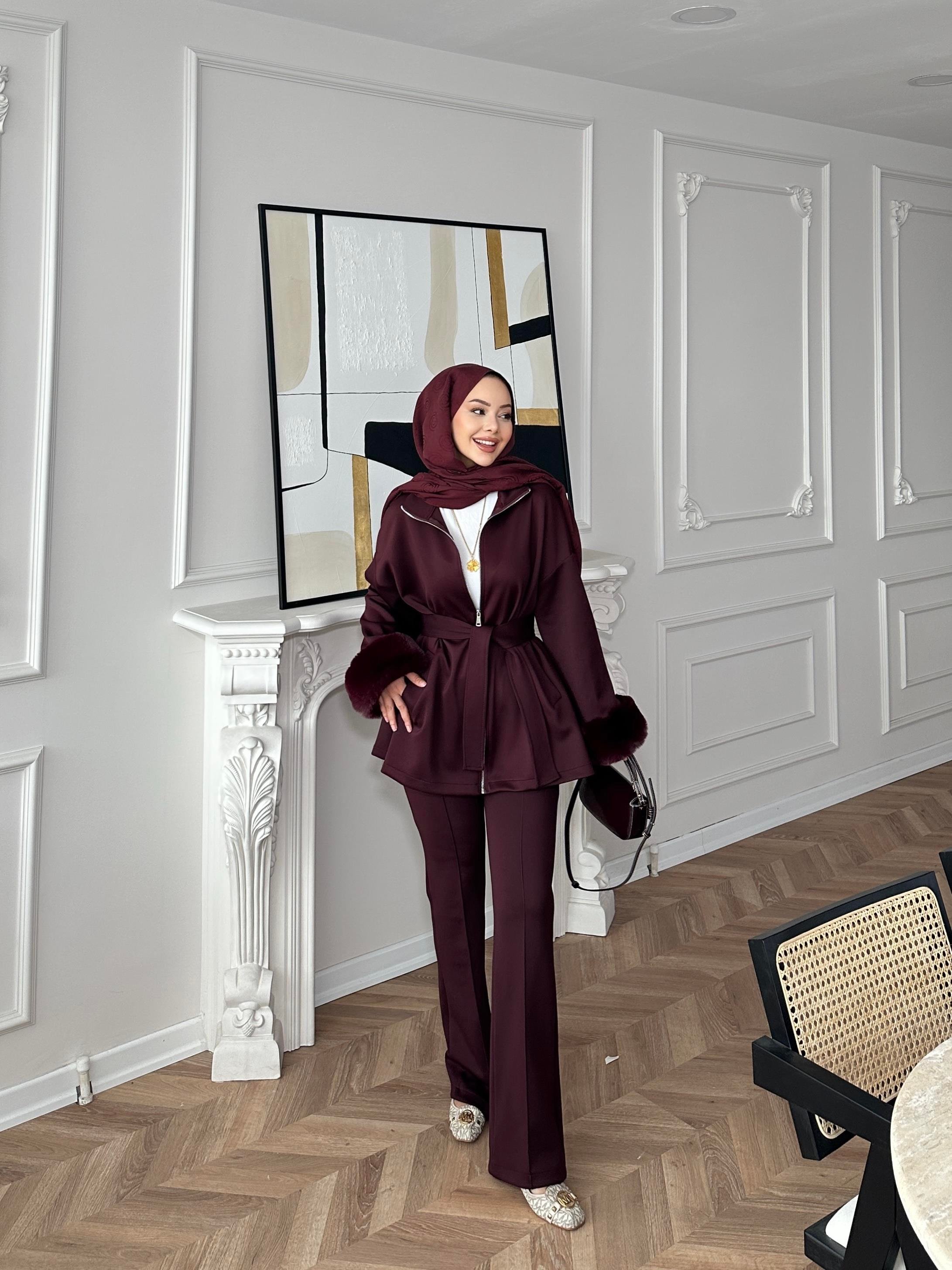 Ketty Kürklü Scuba Takım Bordo 