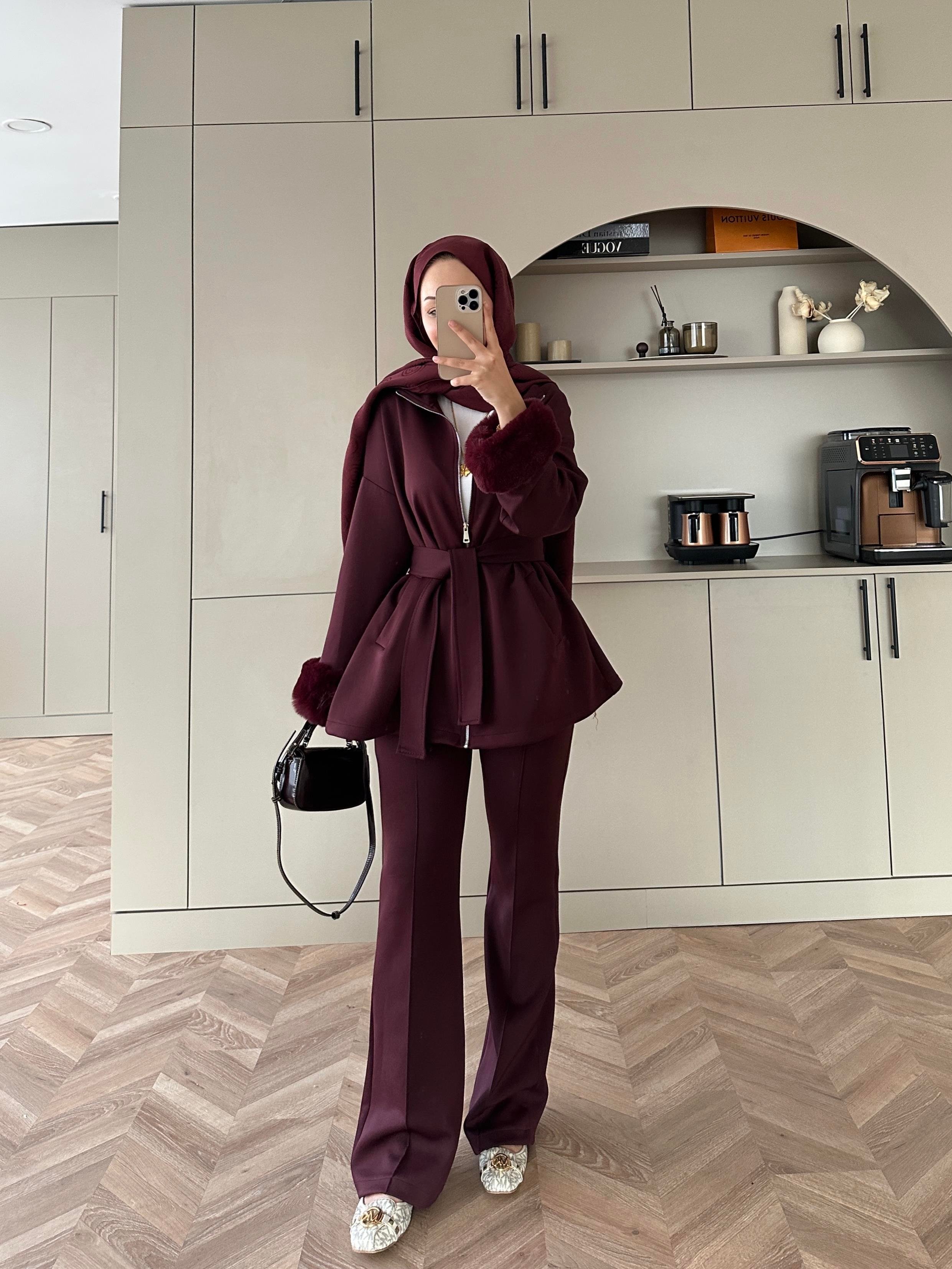 Ketty Kürklü Scuba Takım Bordo 