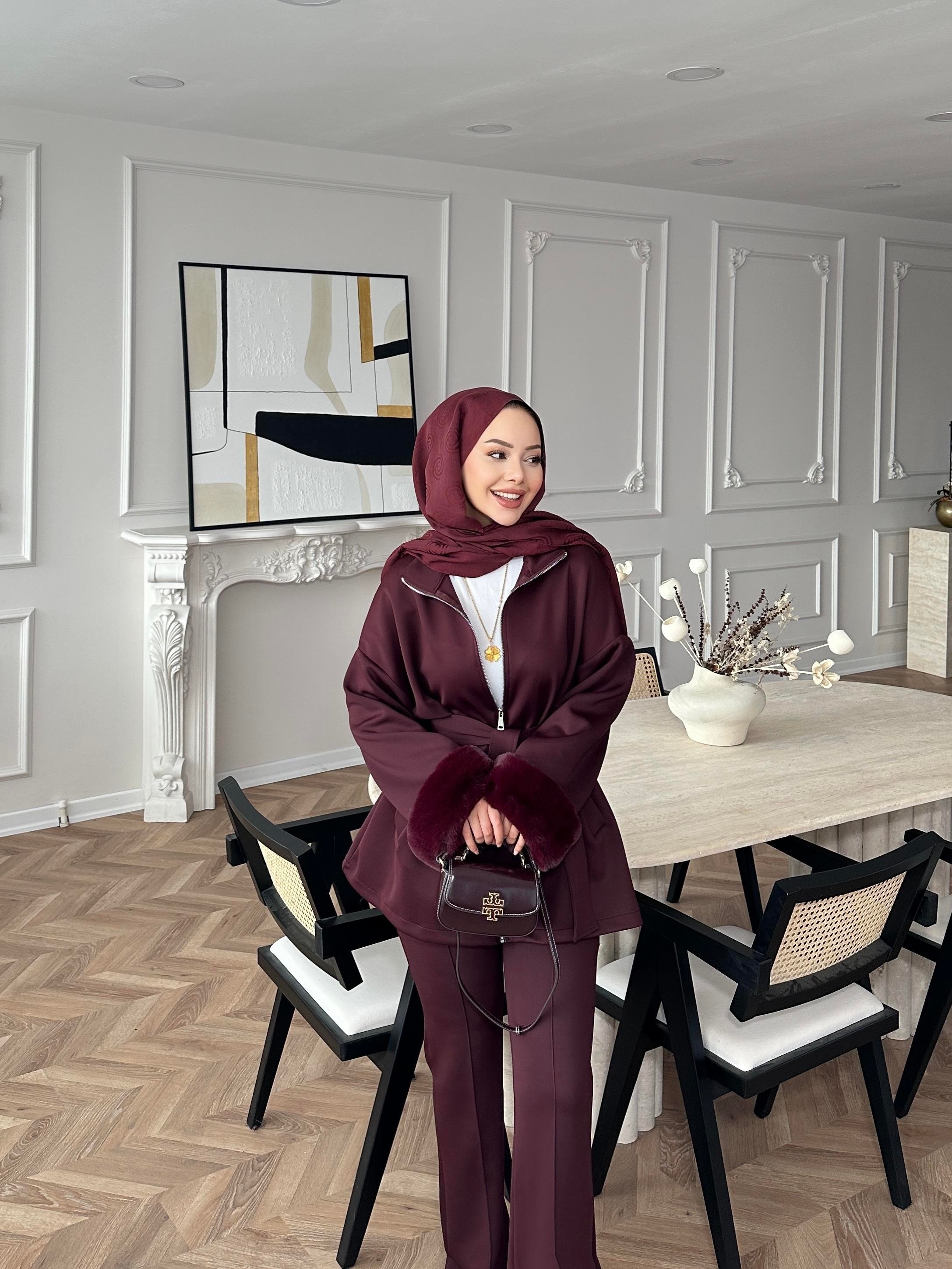 Ketty Kürklü Scuba Takım Bordo 