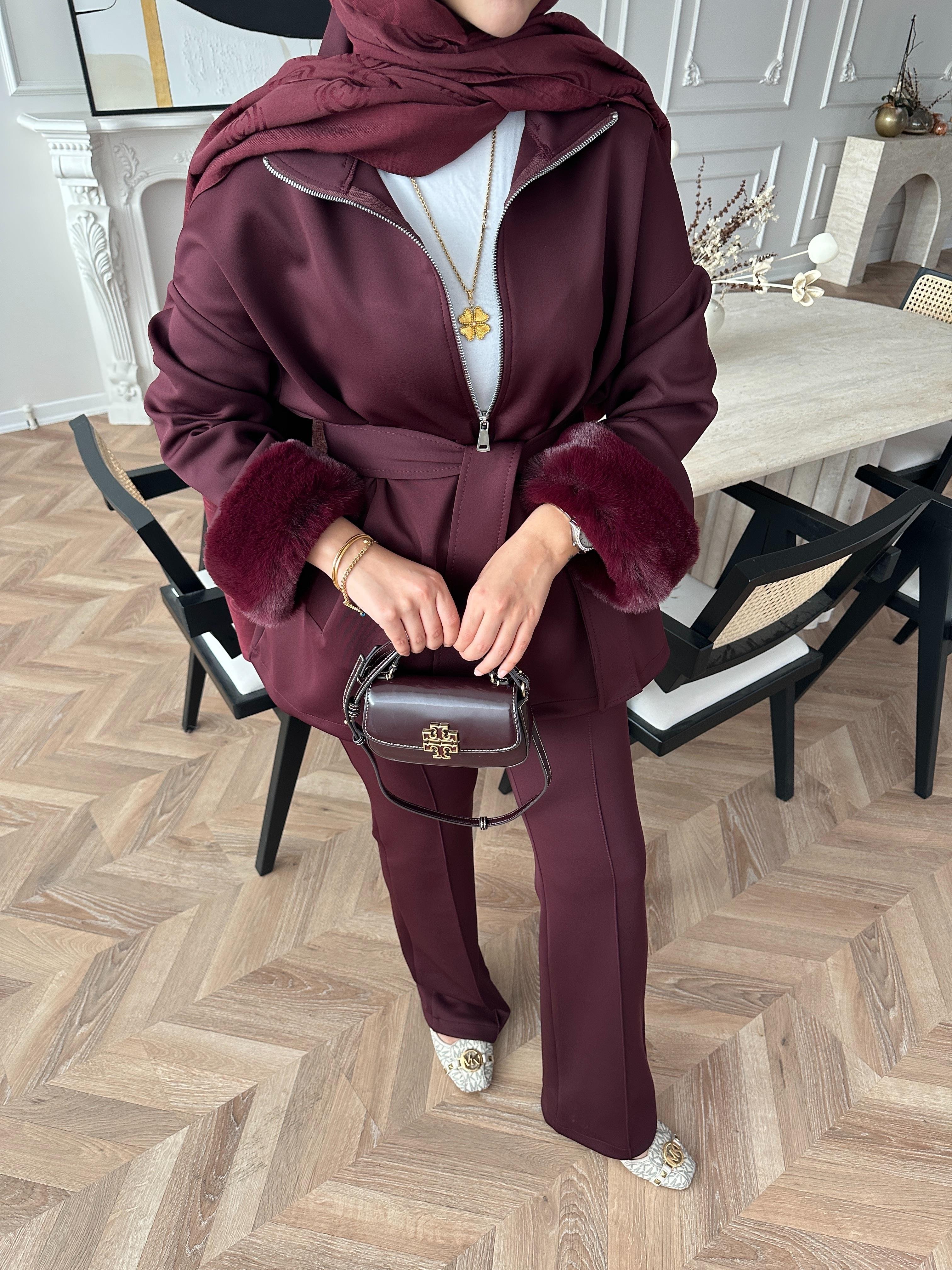 Ketty Kürklü Scuba Takım Bordo 