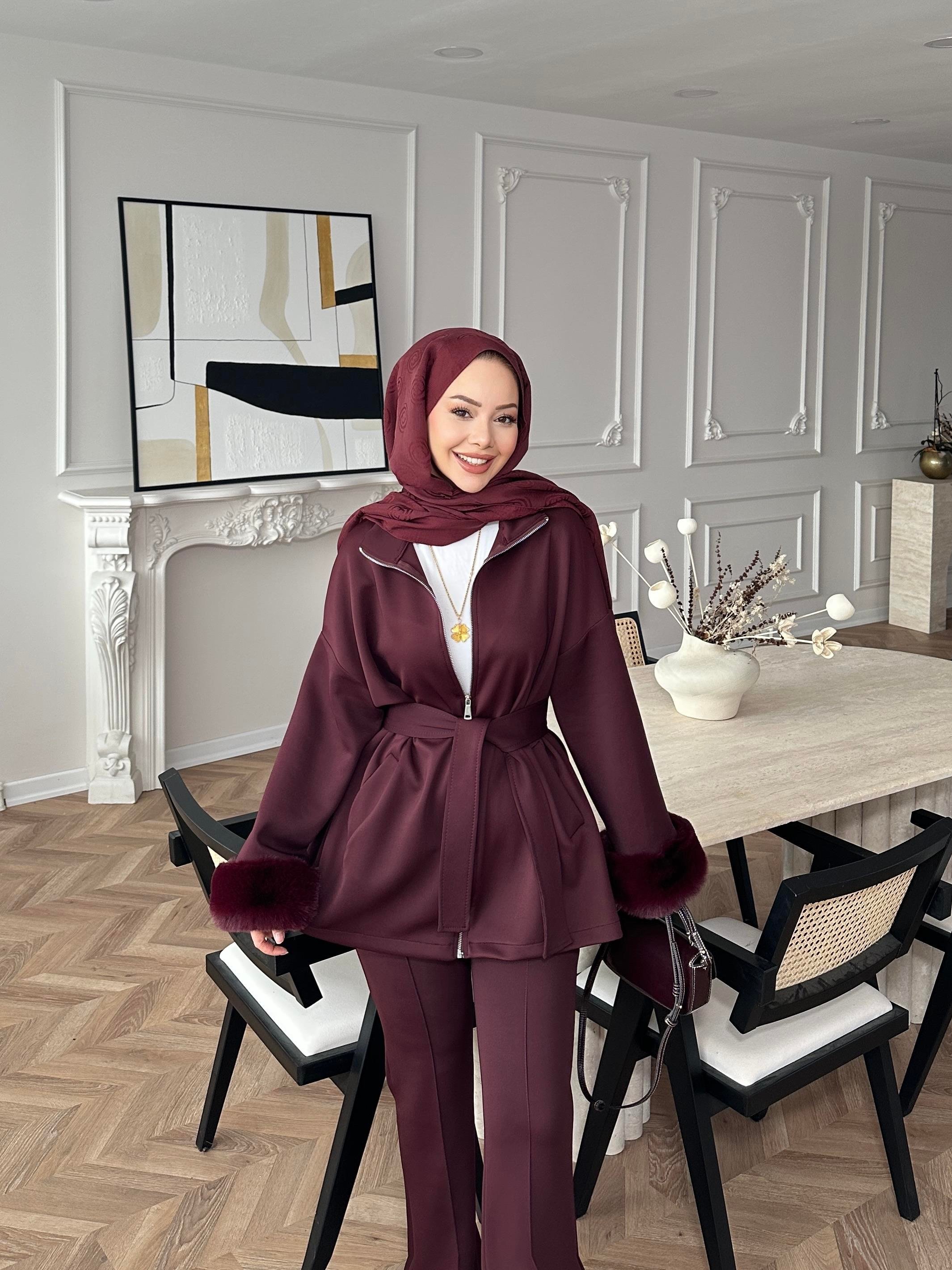 Ketty Kürklü Scuba Takım Bordo 