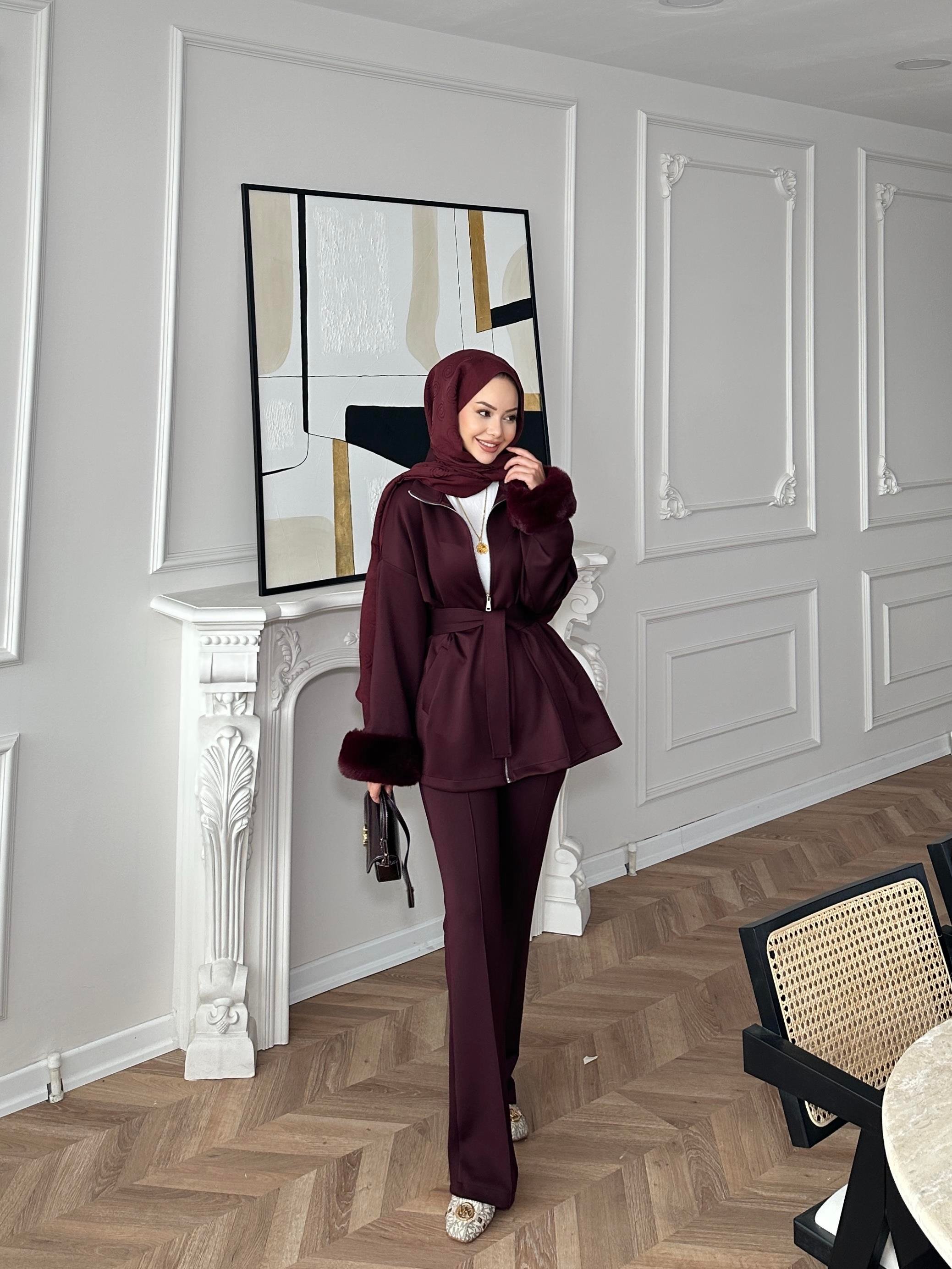 Ketty Kürklü Scuba Takım Bordo 