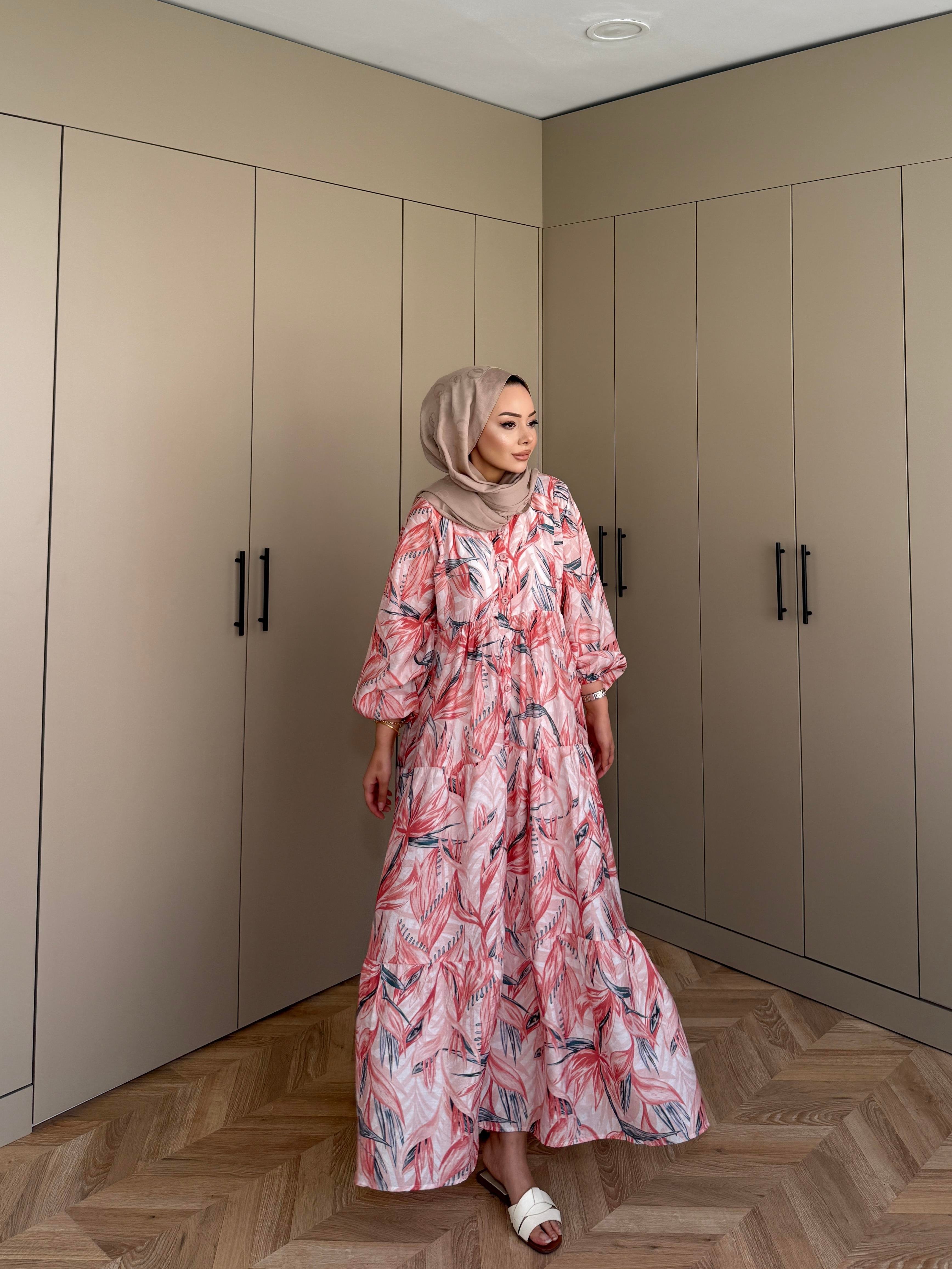 Kiraz Pamuk Vual Elbise Kiremit