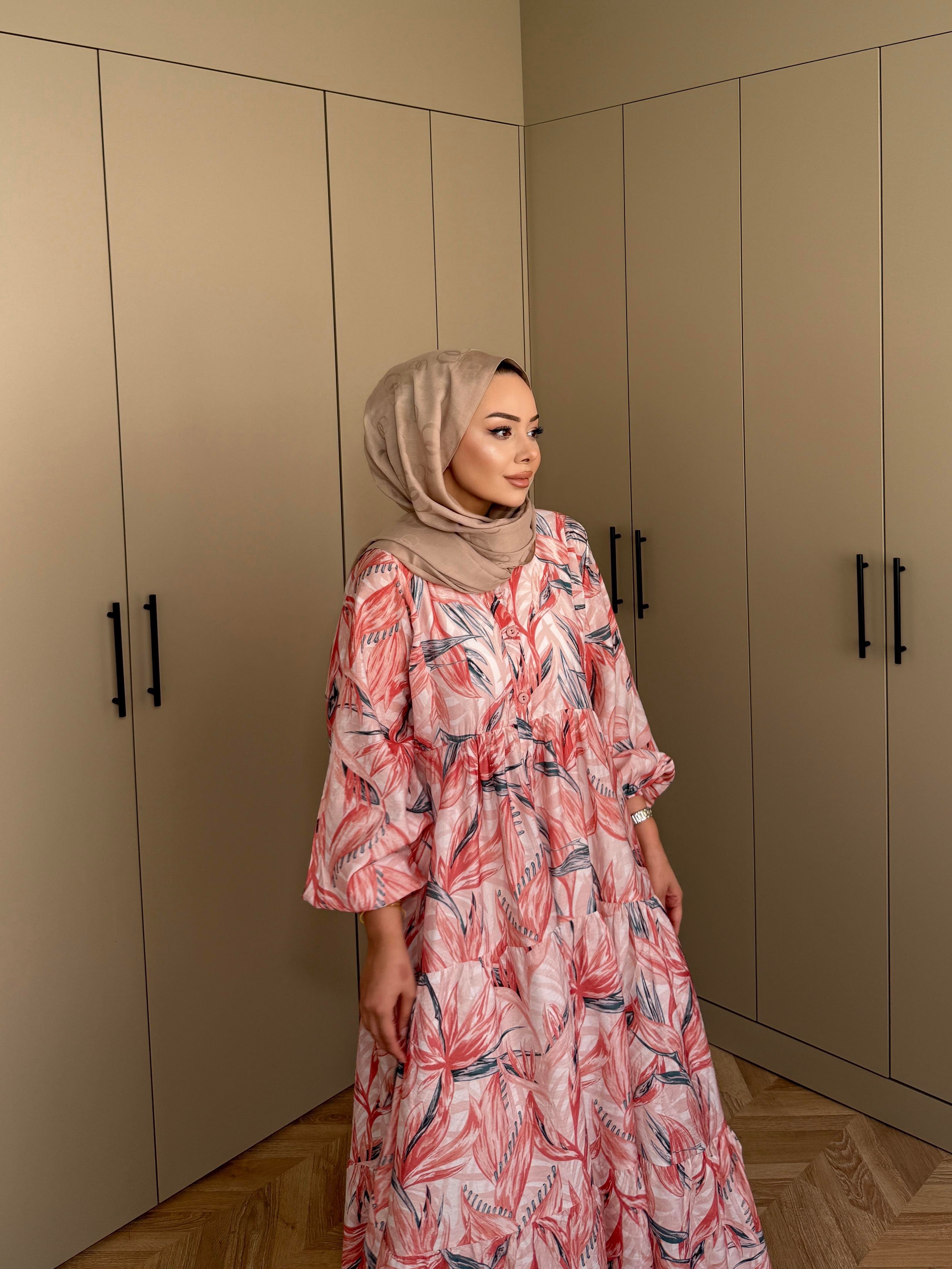 Kiraz Pamuk Vual Elbise Kiremit