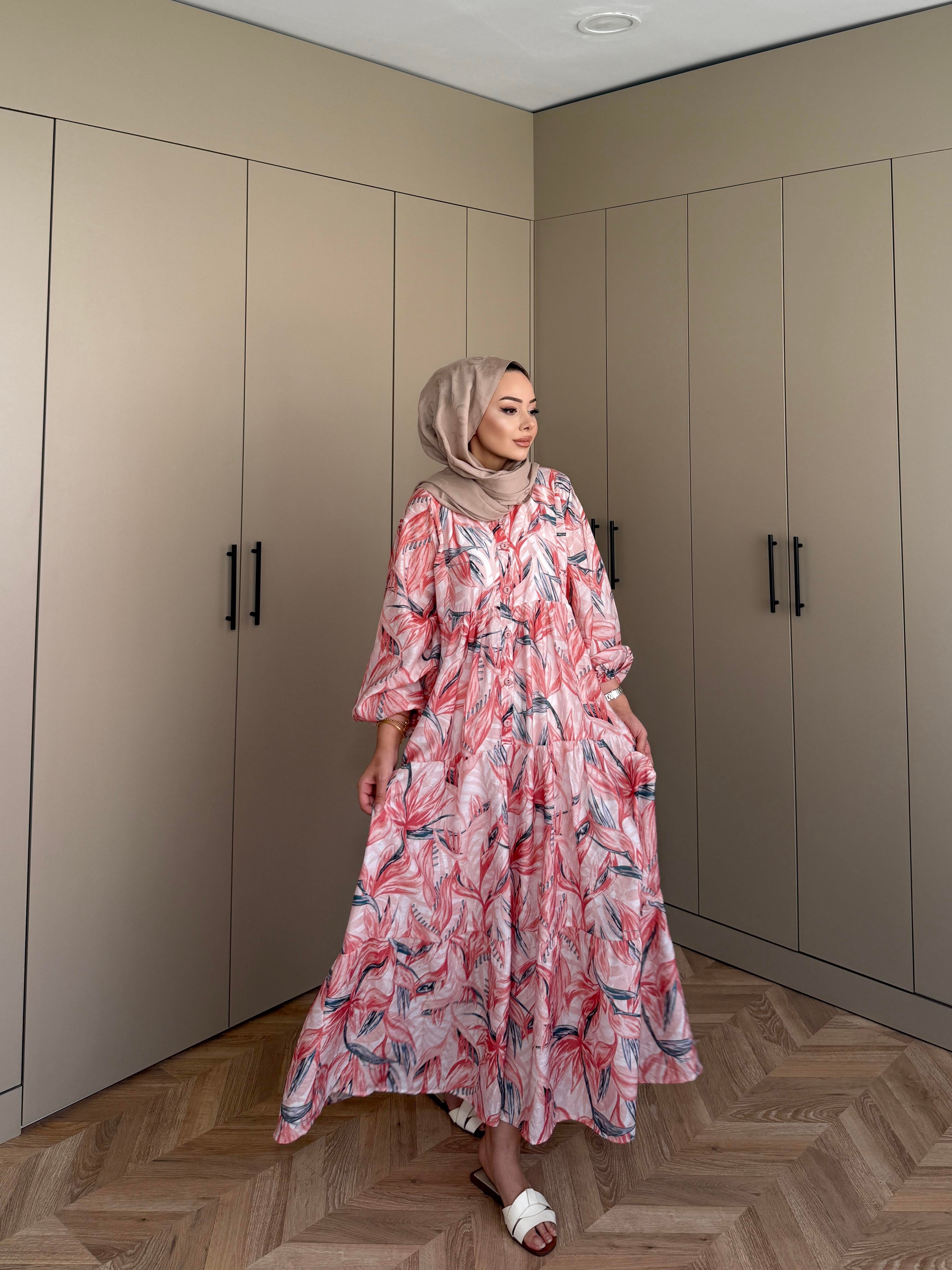 Kiraz Pamuk Vual Elbise Kiremit