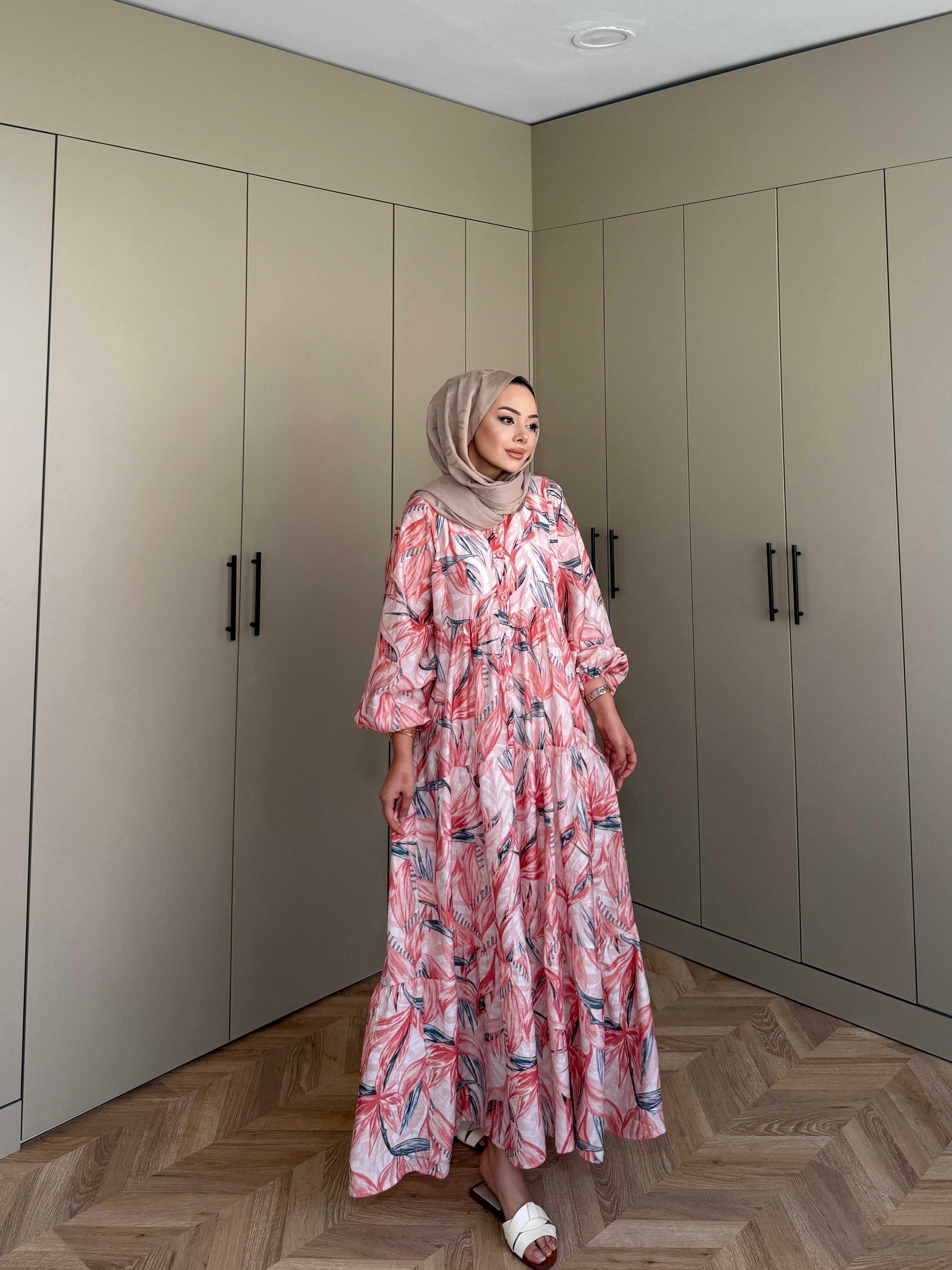 Kiraz Pamuk Vual Elbise Kiremit