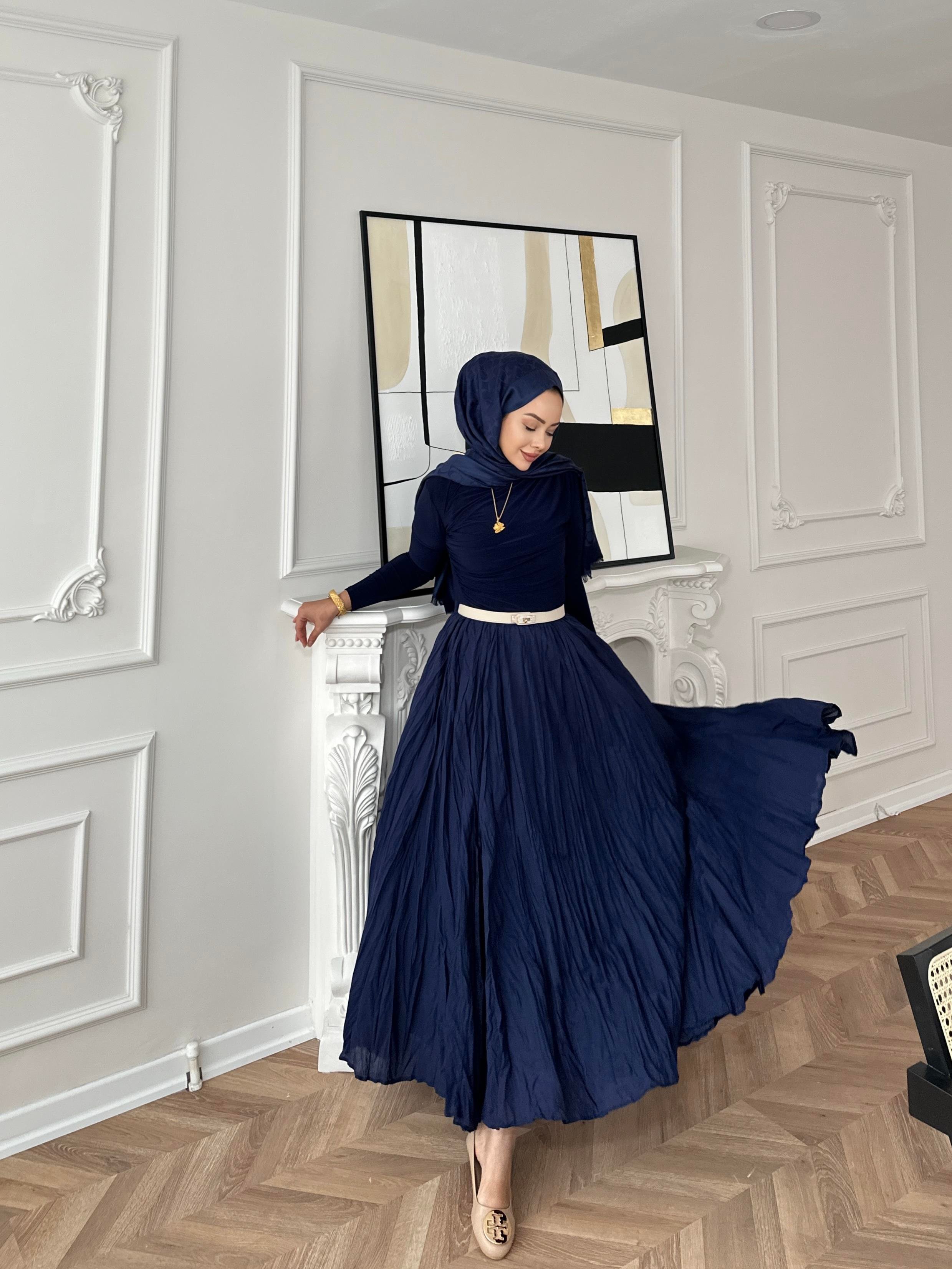 Kırışık Etek Lacivert