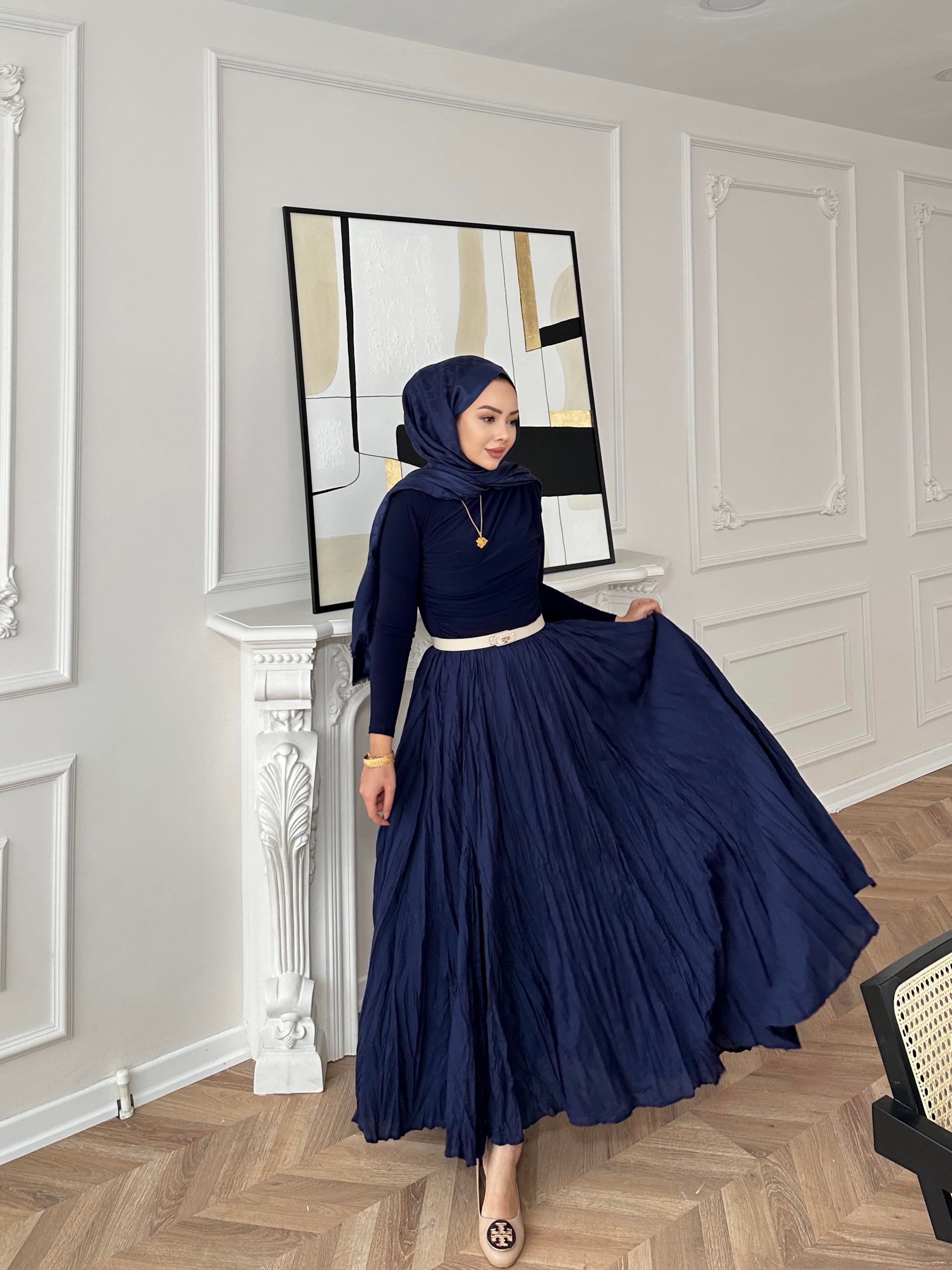 Kırışık Etek Lacivert