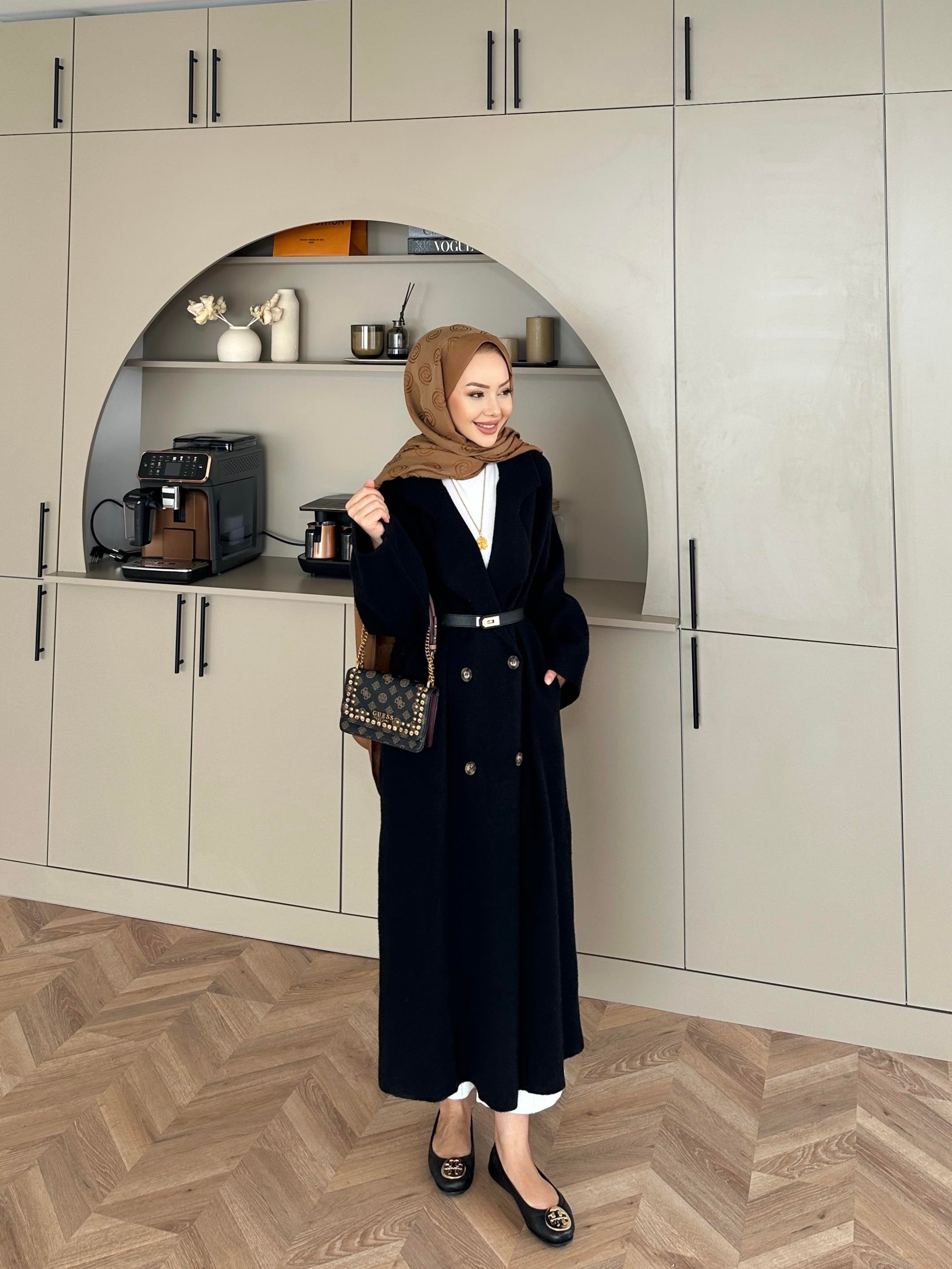 Kruvaze Angora Hırka Siyah