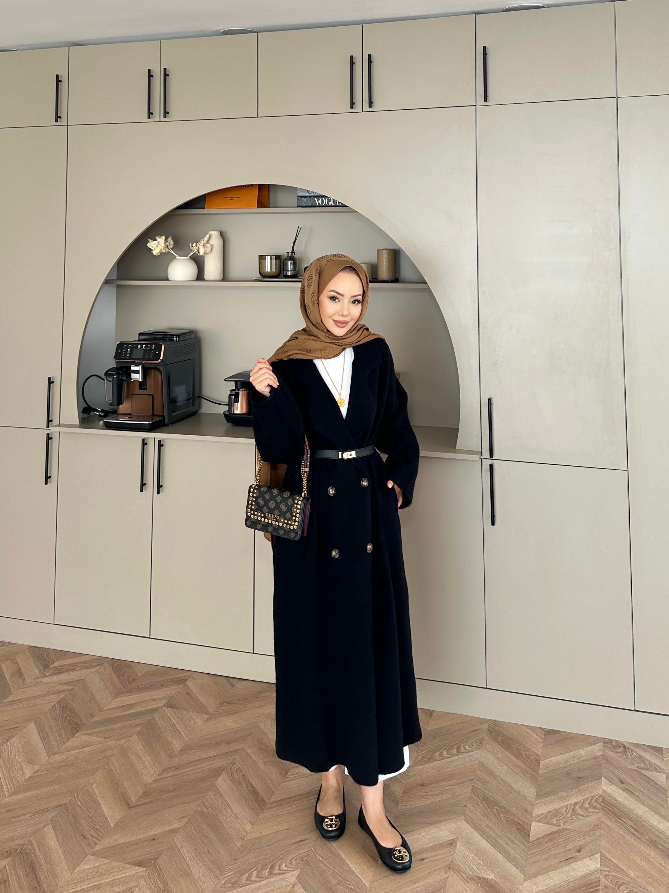 Kruvaze Angora Hırka Siyah