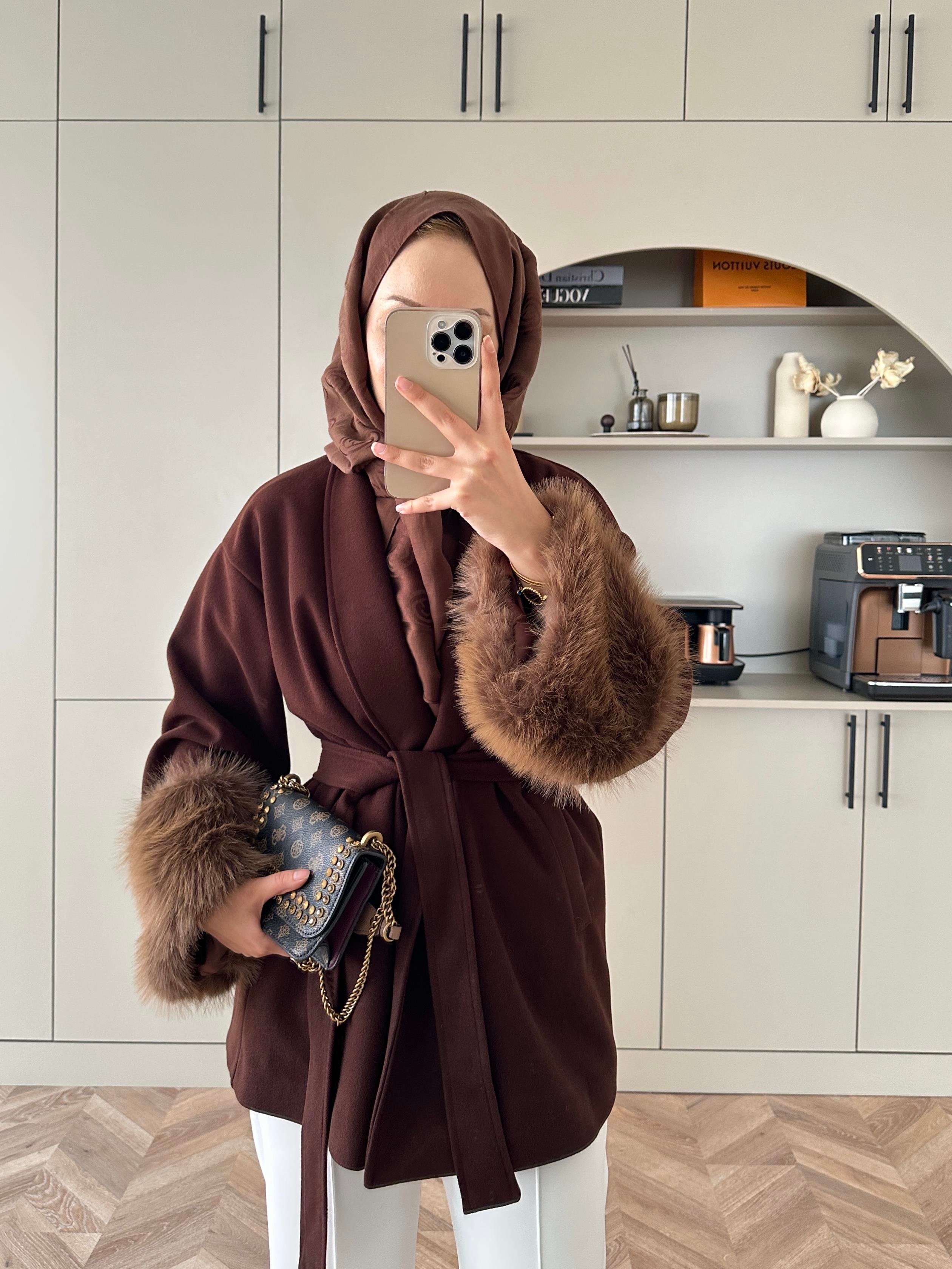 Kürk Kollu Kaşe Kaban Acı Kahve