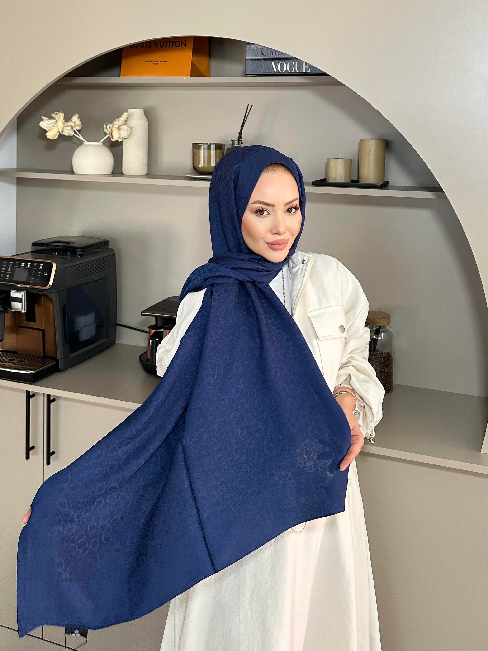 Lacivert Zincir Desen Naia Şal 