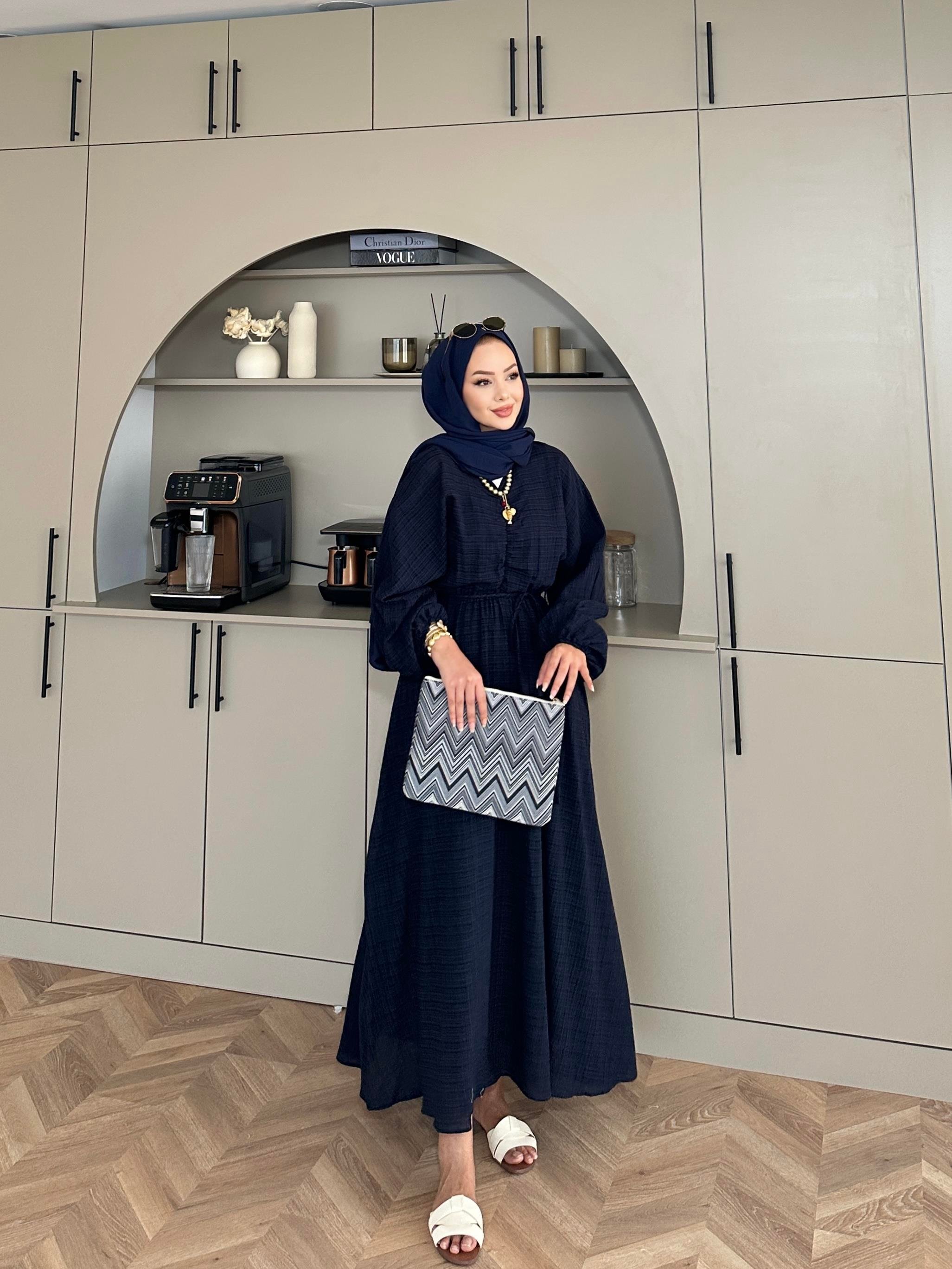 Lamina Elbise Lacivert