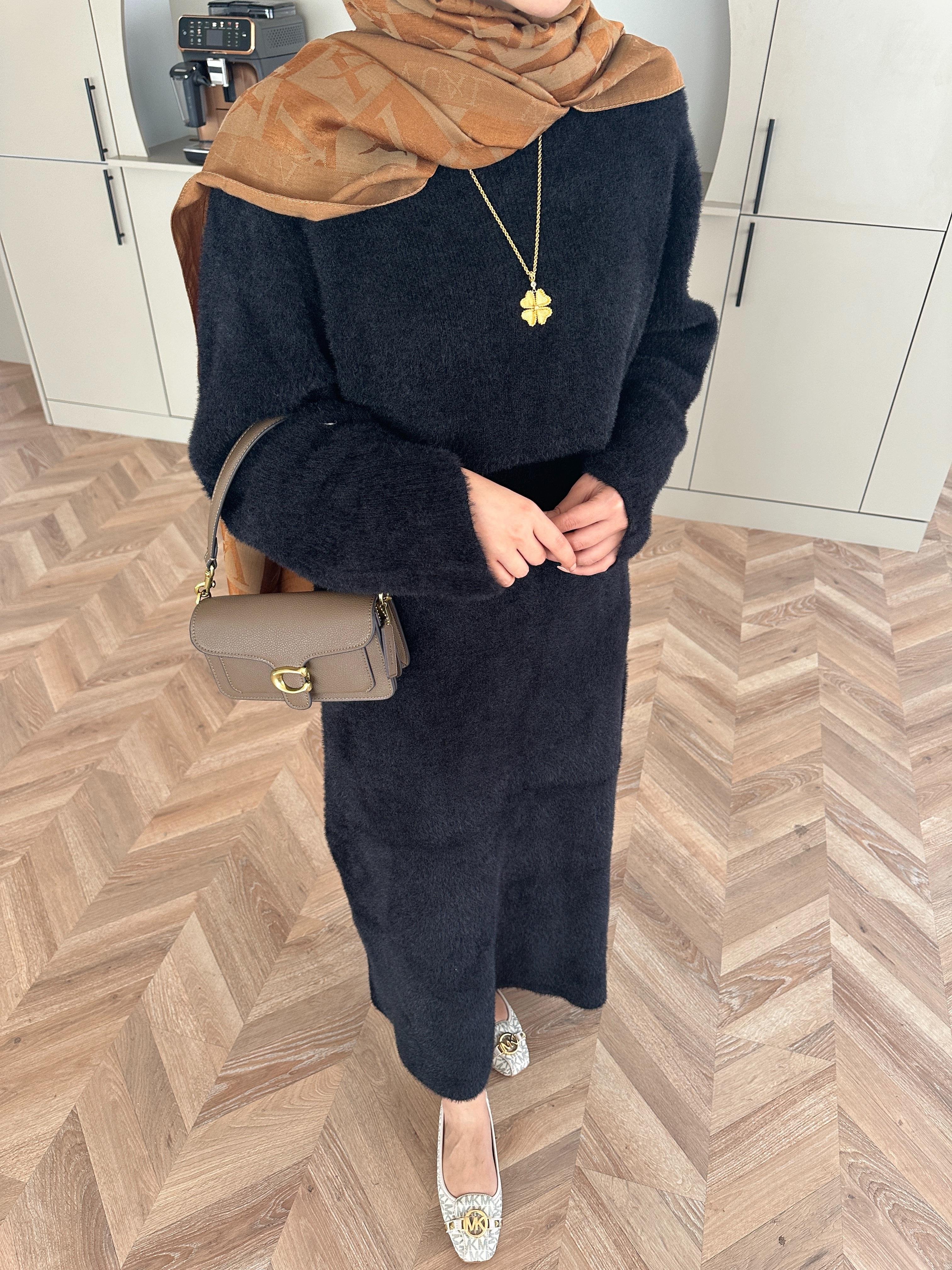 Leah Sakallı Triko Etekli Takım Siyah