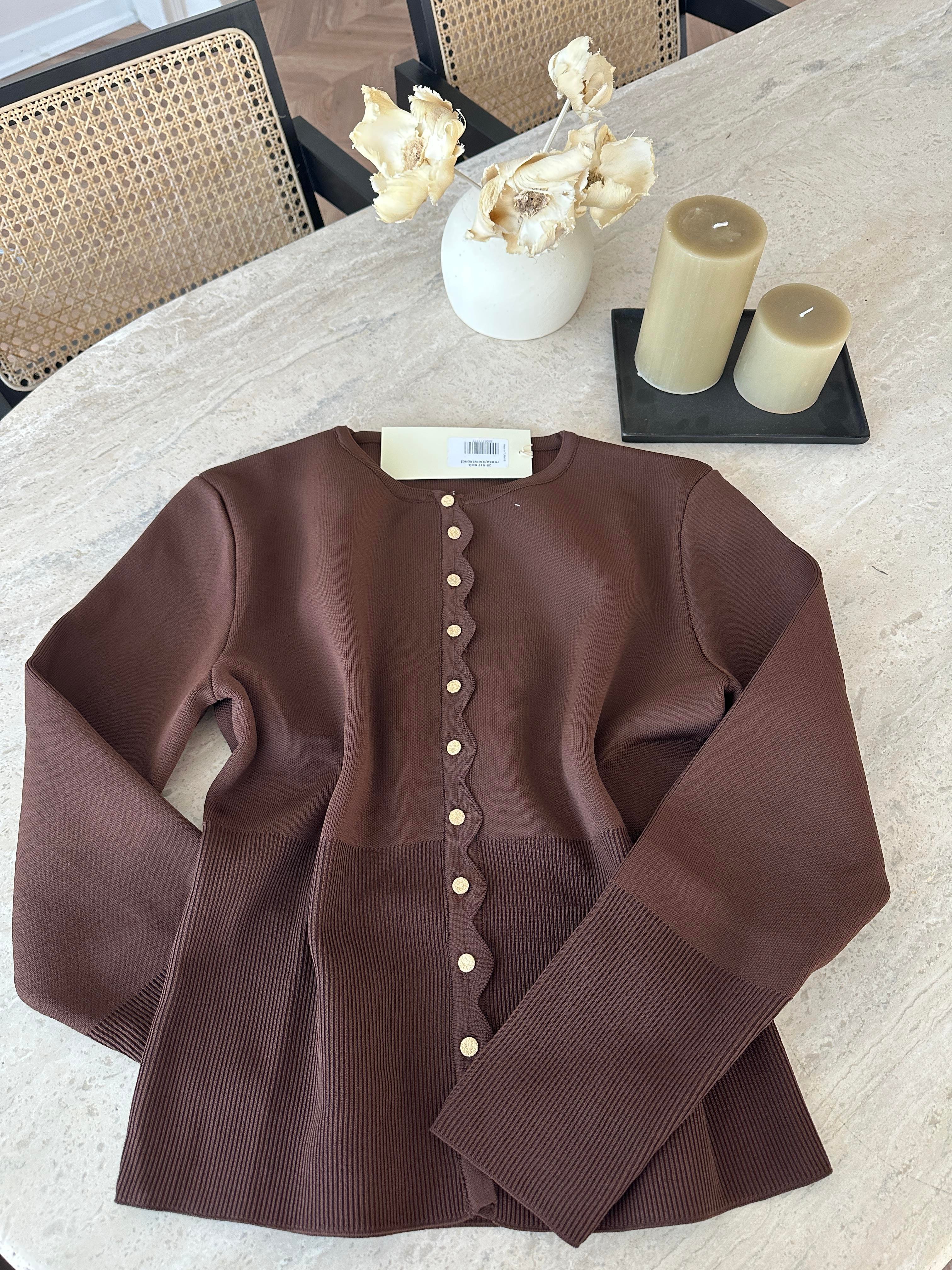 Leyna Çelik Örme Hırka Kahve