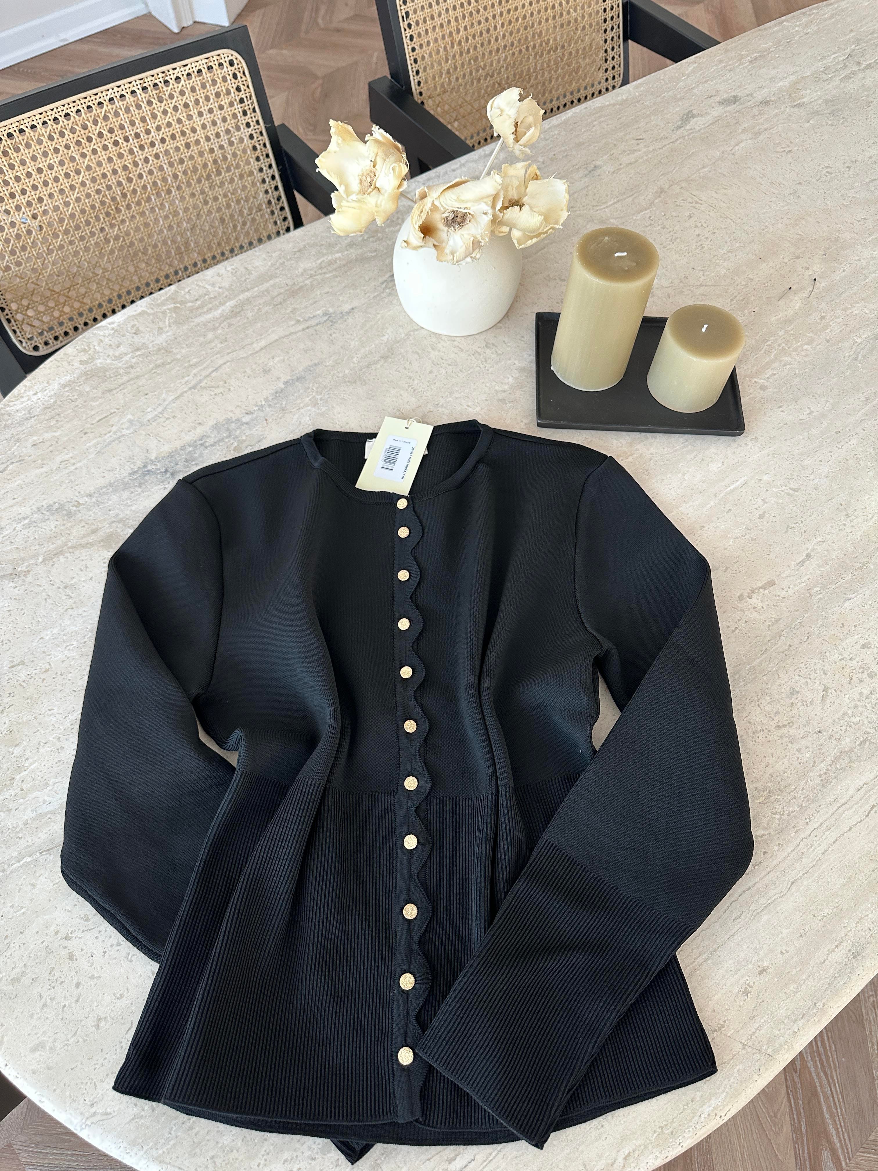 Leyna Çelik Örme Hırka Siyah 