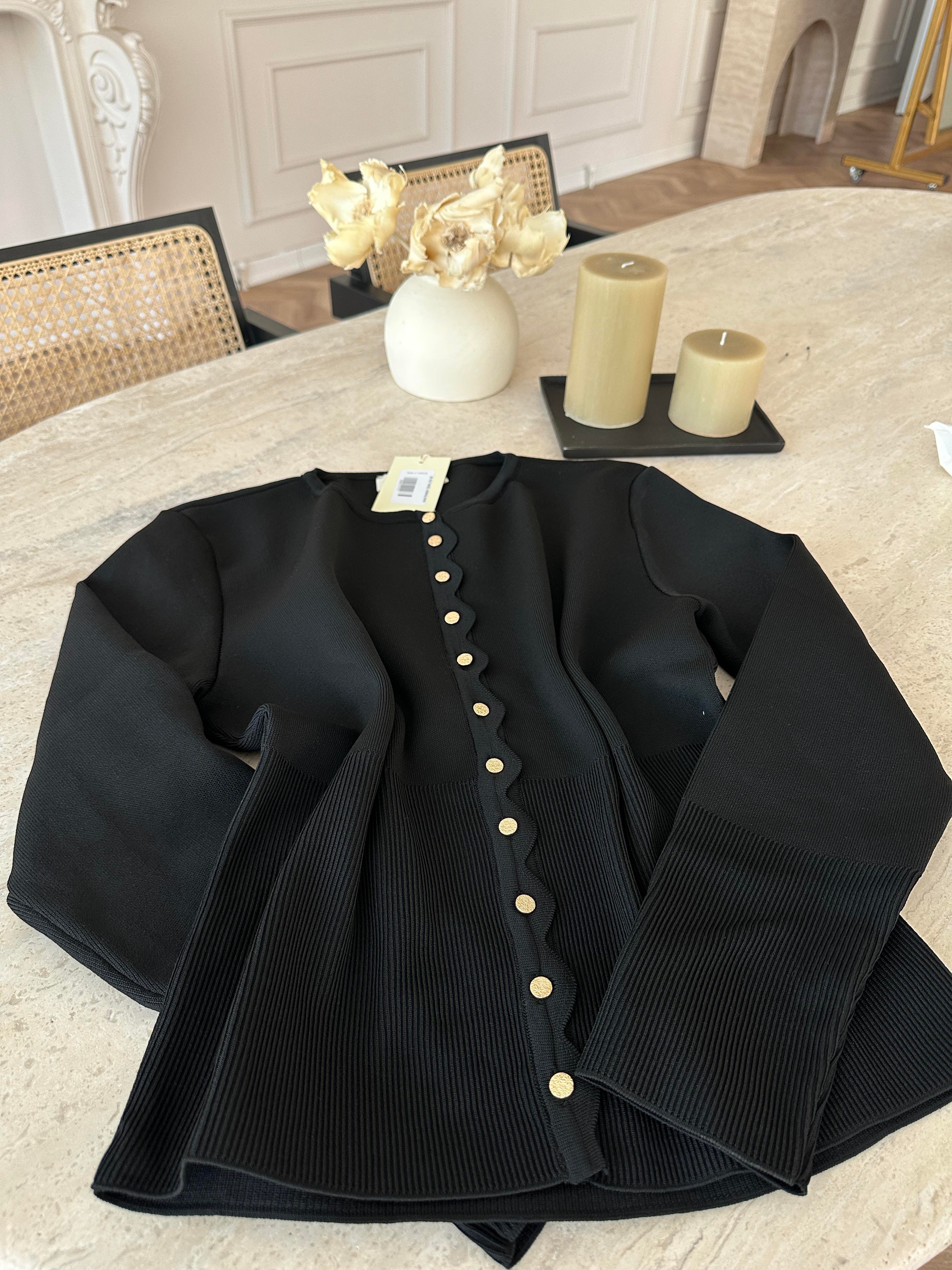 Leyna Çelik Örme Hırka Siyah 