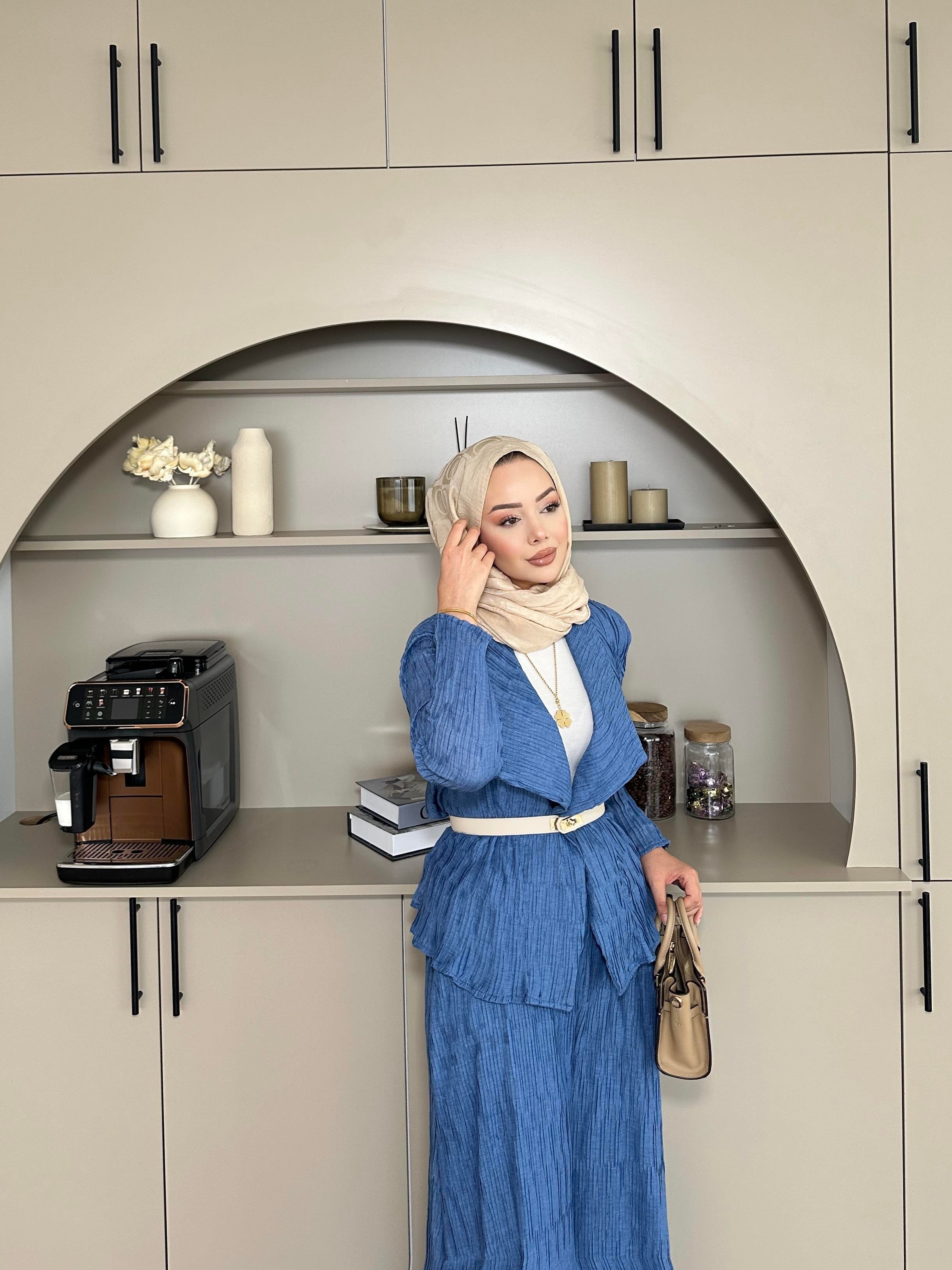 Lucinda Çizgili Keten Takım İndigo