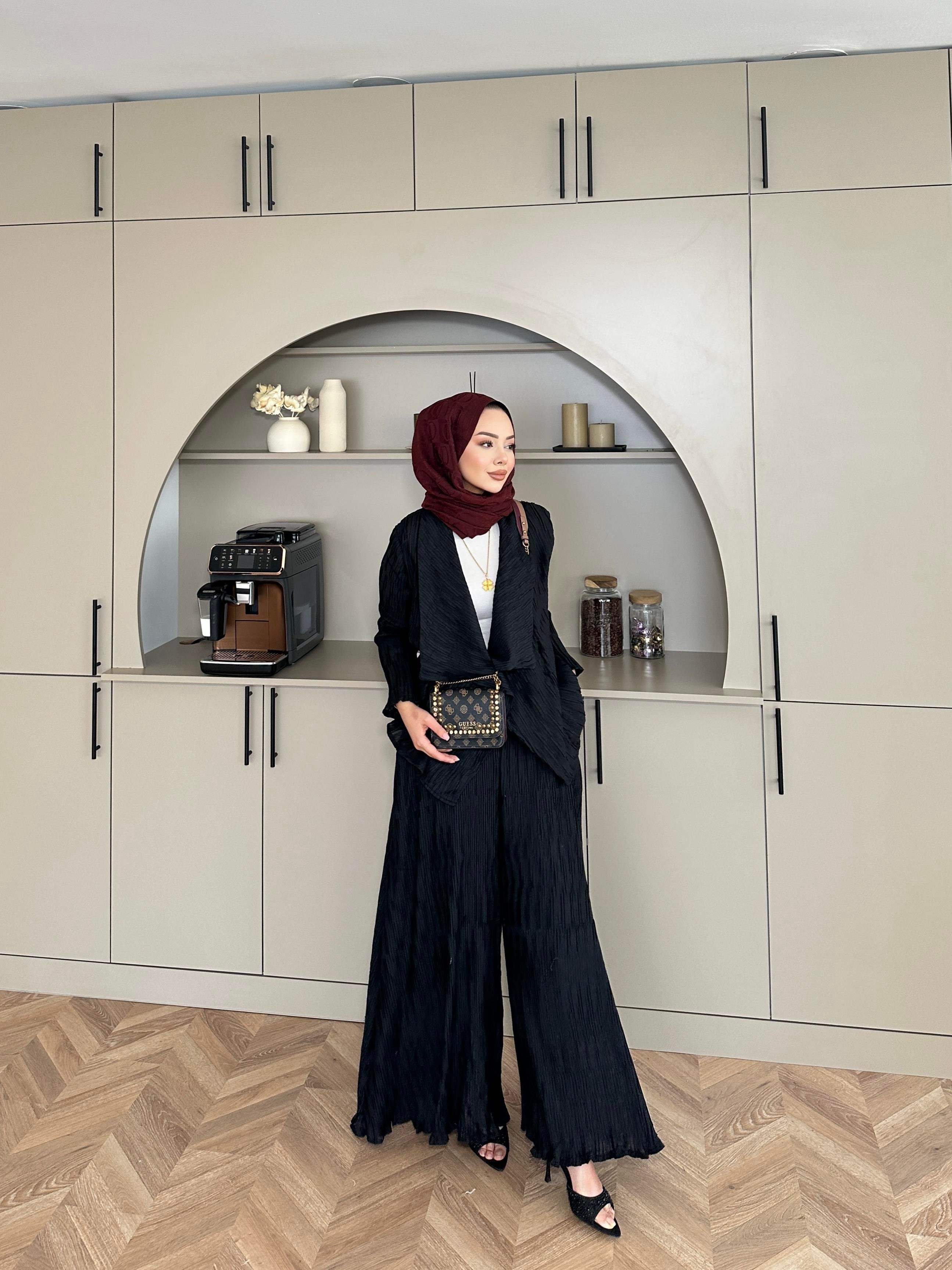 Lucinda Çizgili Keten Takım Siyah