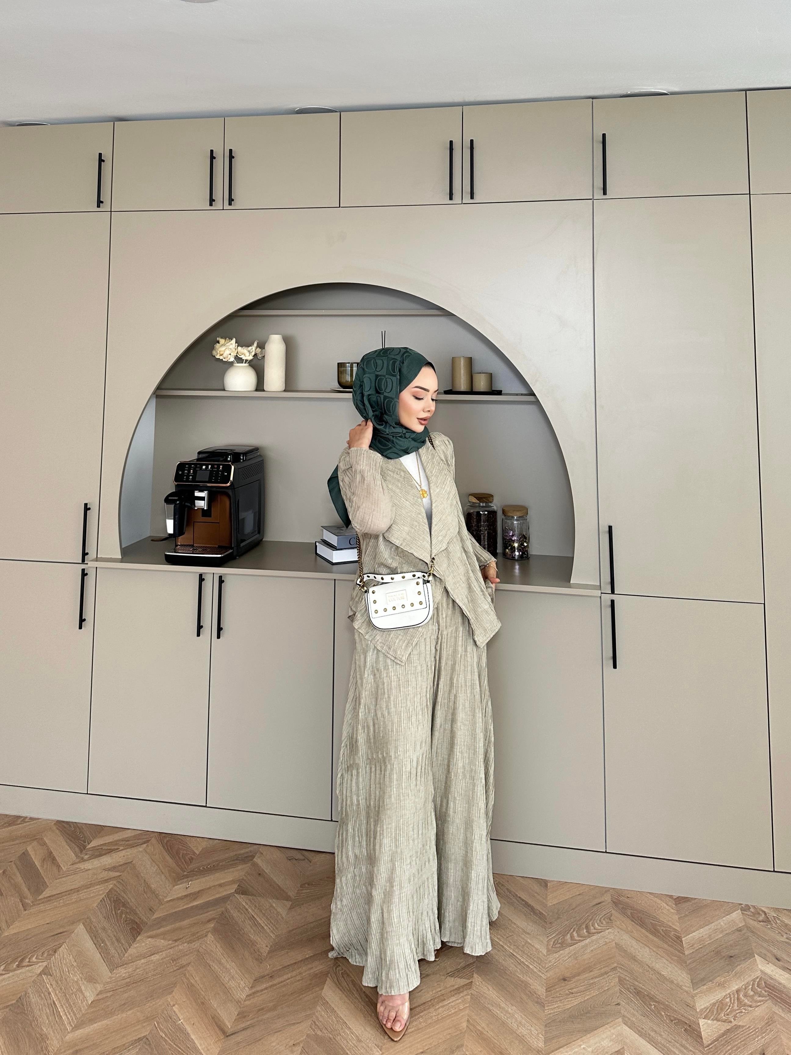 Lucinda Çizgili Keten Takım Vizon