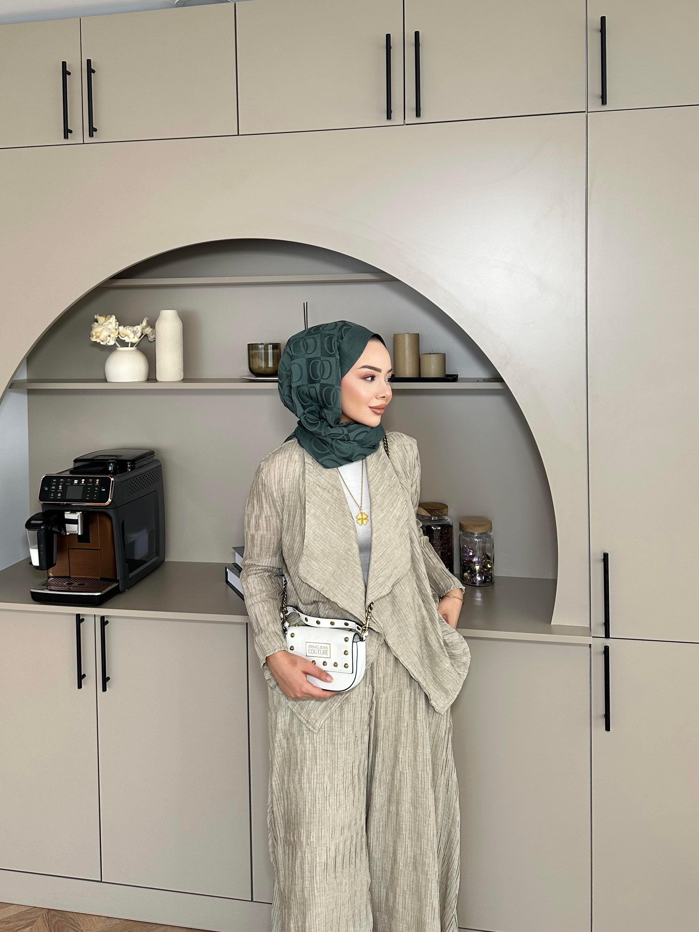 Lucinda Çizgili Keten Takım Vizon