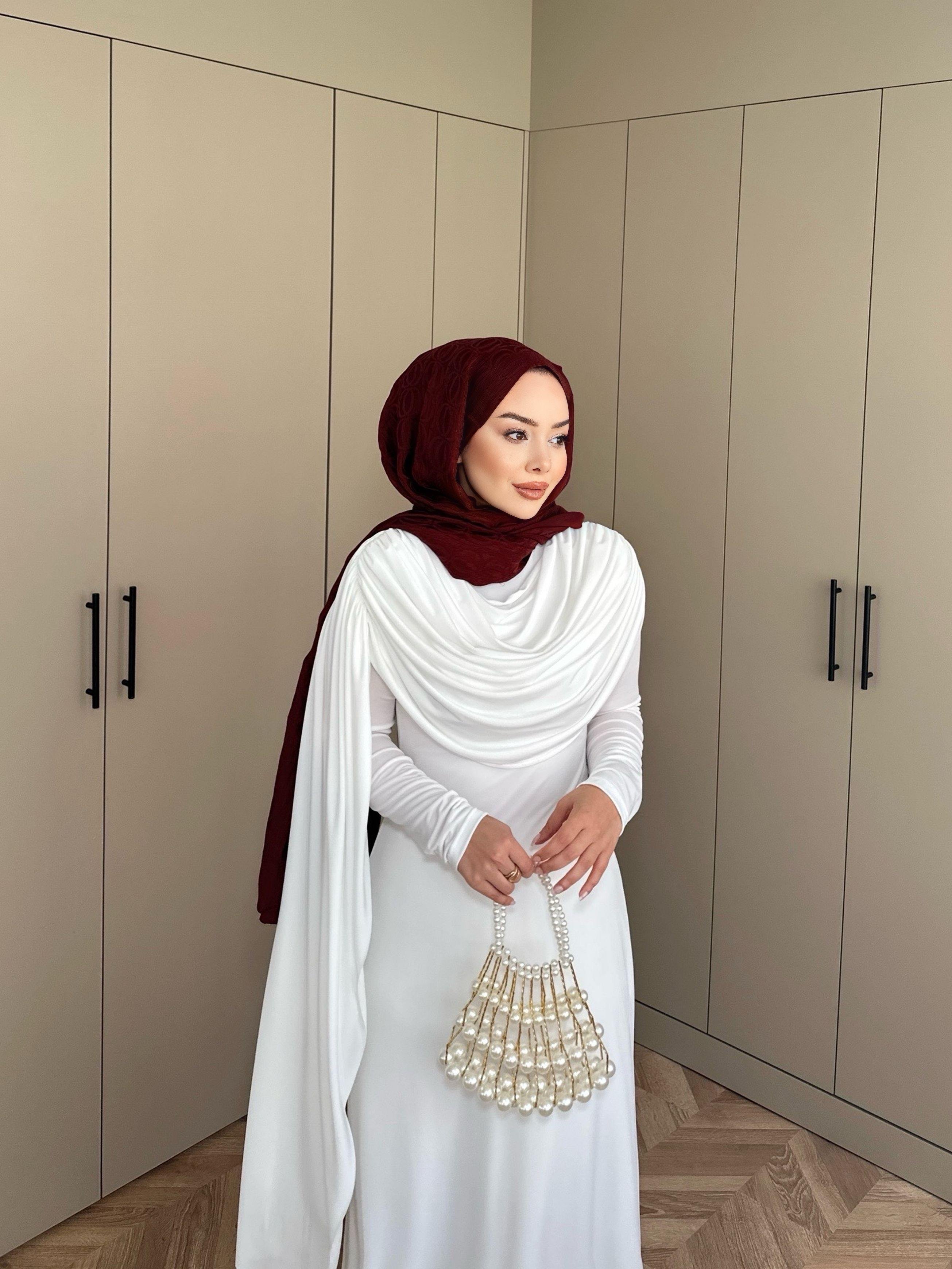 Madrian Drapeli Elbise Beyaz