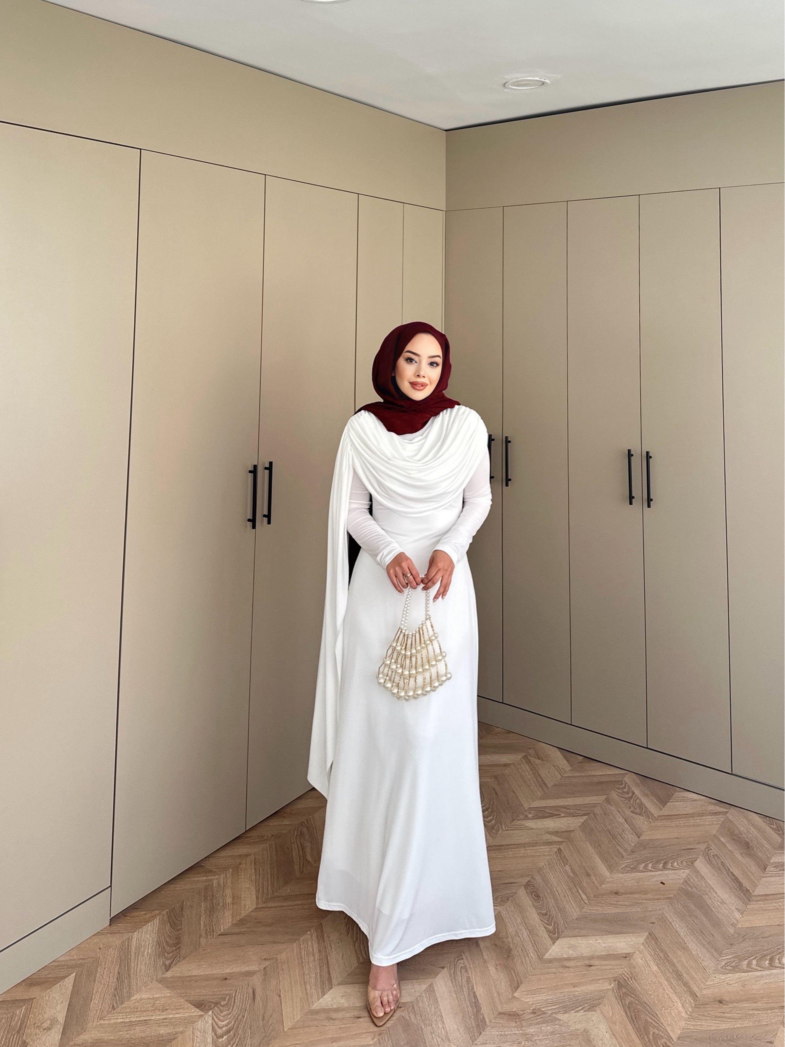 Madrian Drapeli Elbise Beyaz