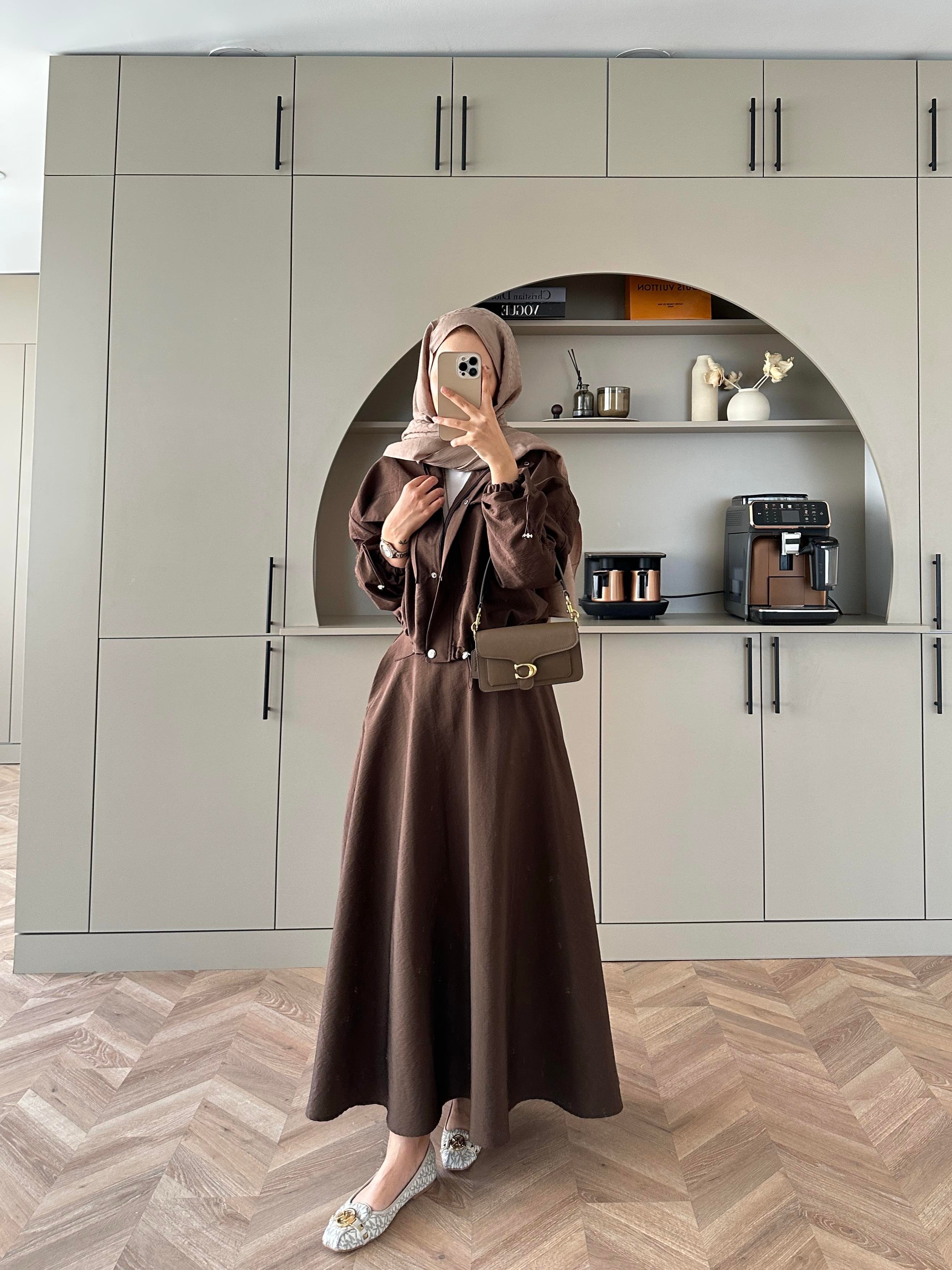 Maison Ceketli Etekli Takım Acı Kahve