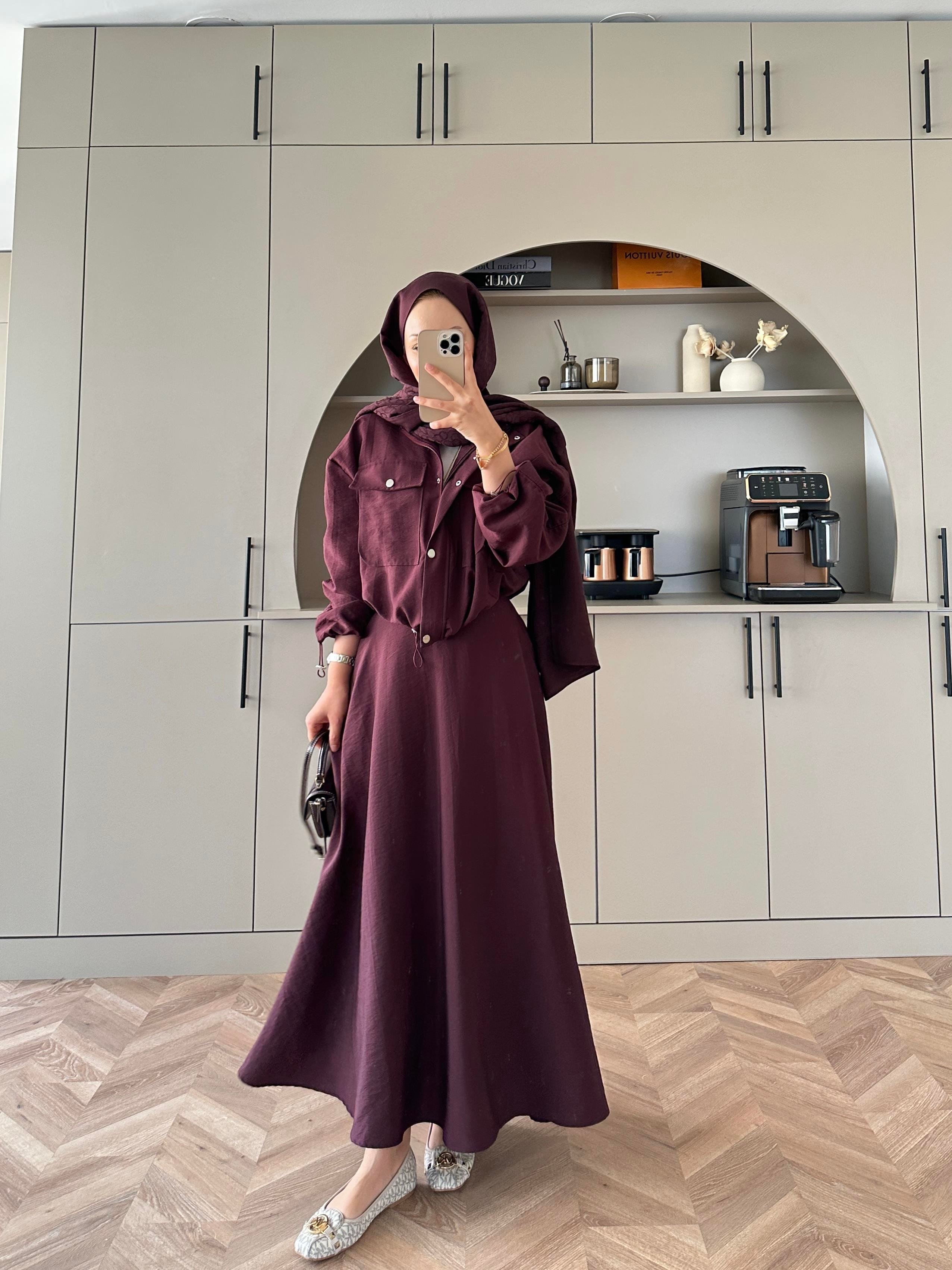 Maison Ceketli Etekli Takım Mürdüm 