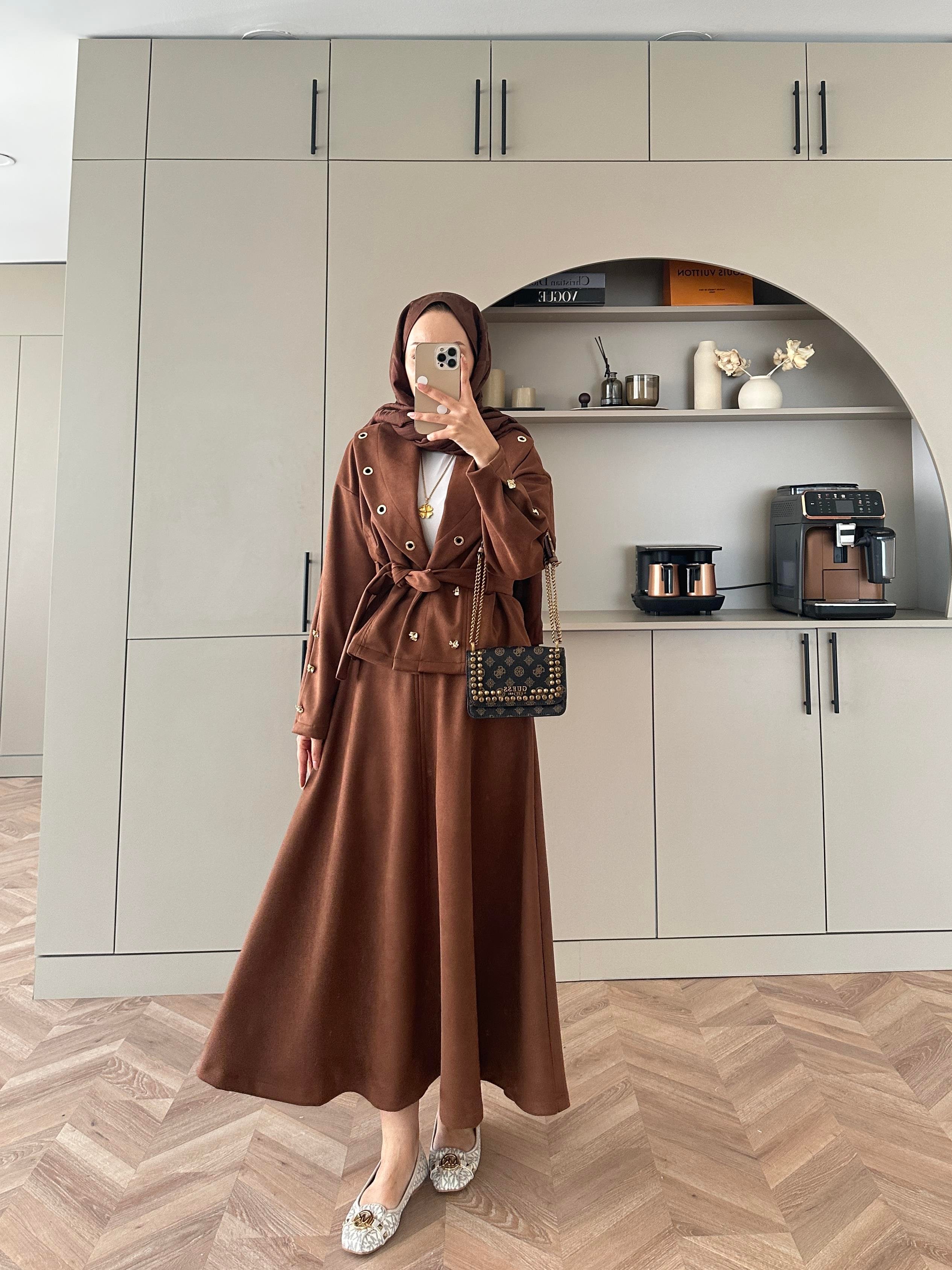 Margret Kadife Etekli Takım Kahverengi