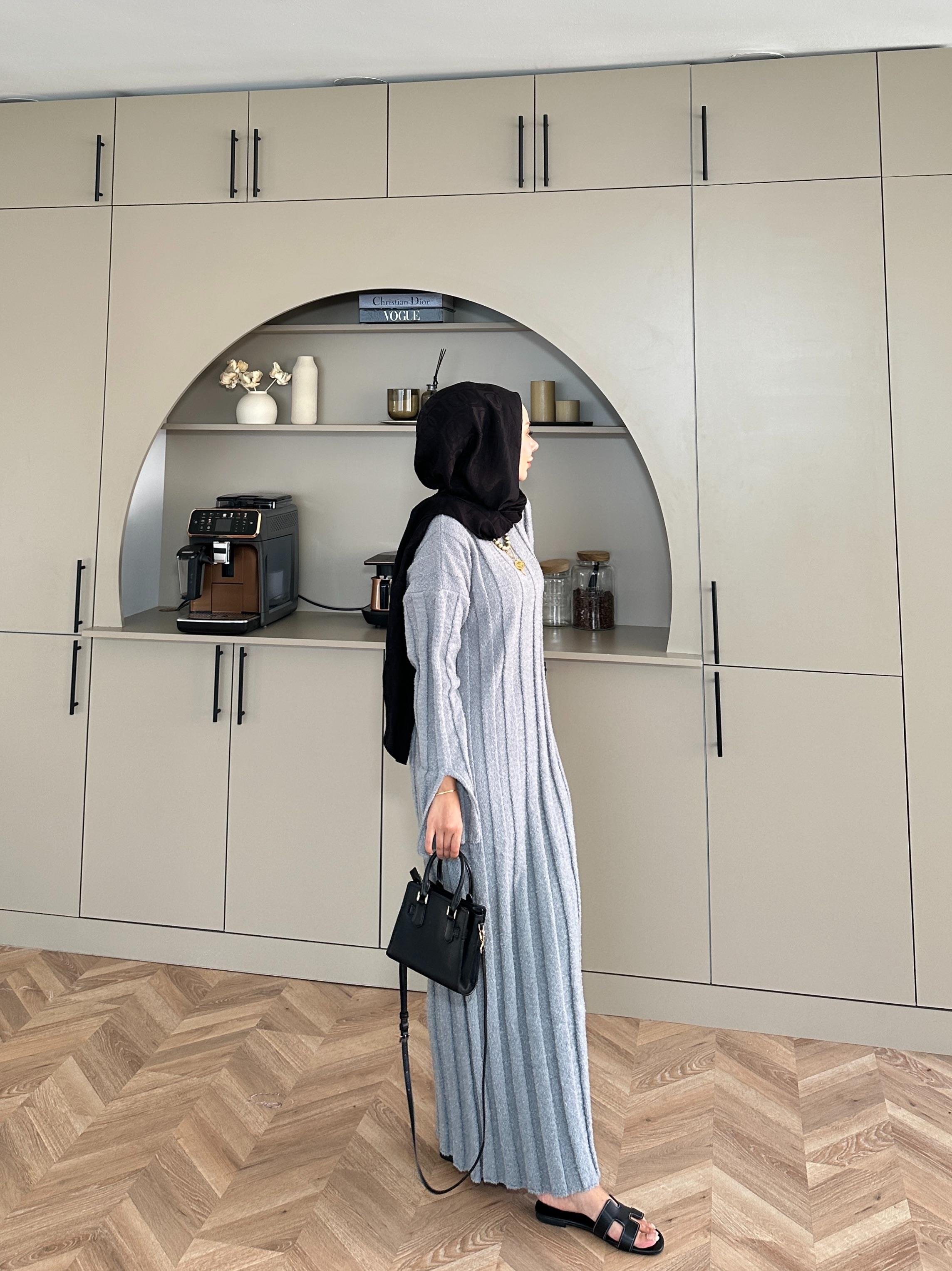 Marissa Triko Elbise Gri