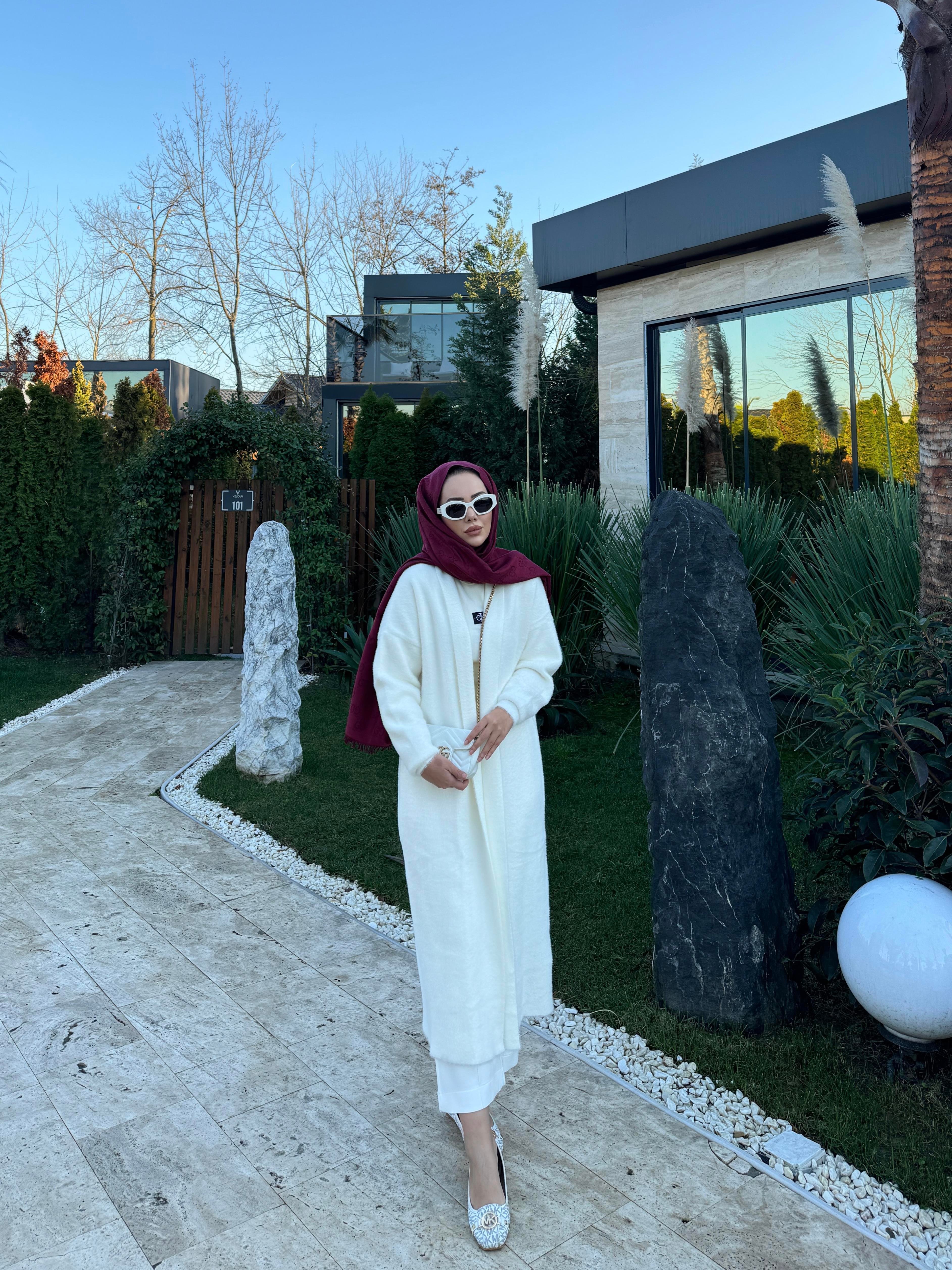 Marsel Angora Uzun Hırka Beyaz 