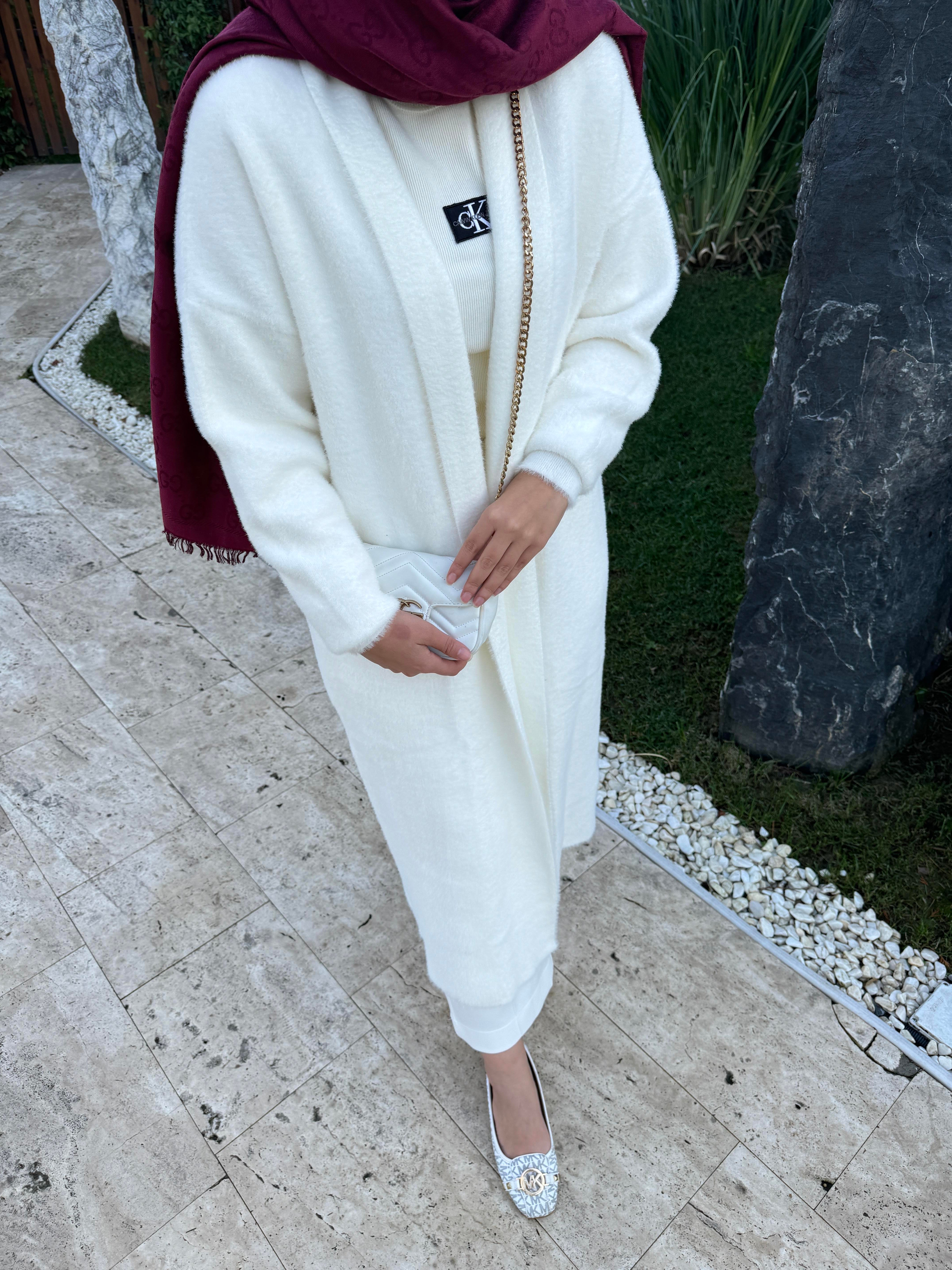 Marsel Angora Uzun Hırka Beyaz 