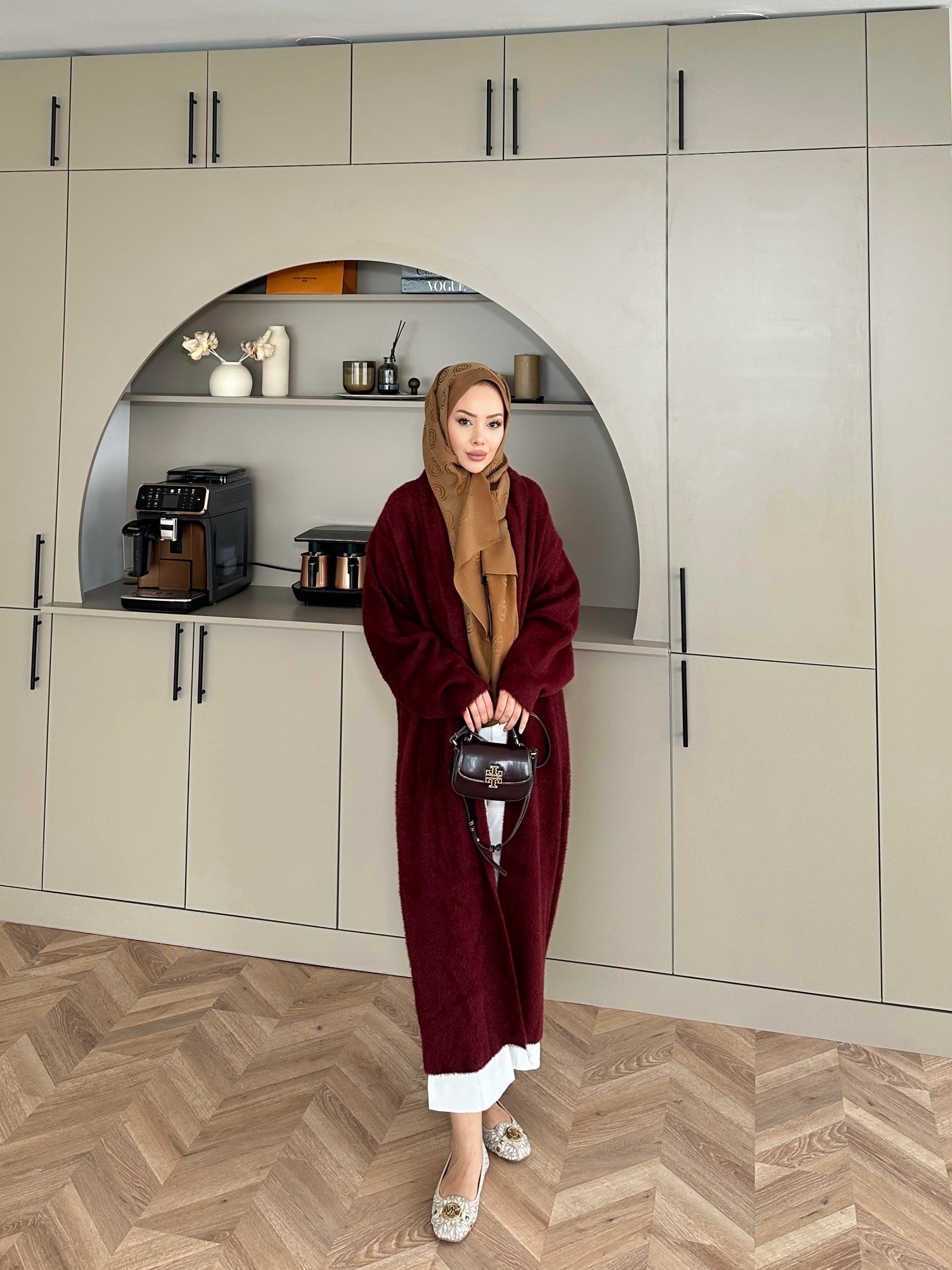 Marsel Angora Uzun Hırka Bordo