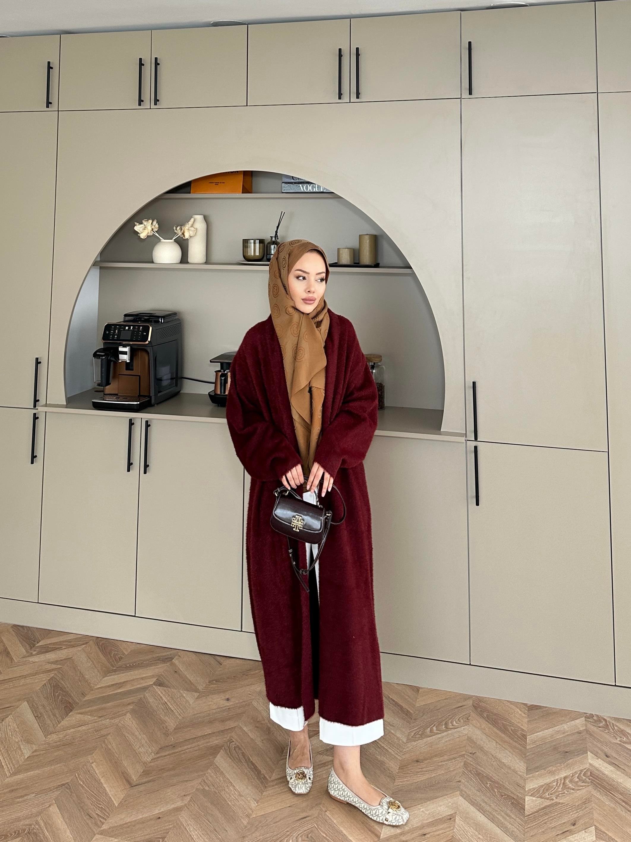 Marsel Angora Uzun Hırka Bordo