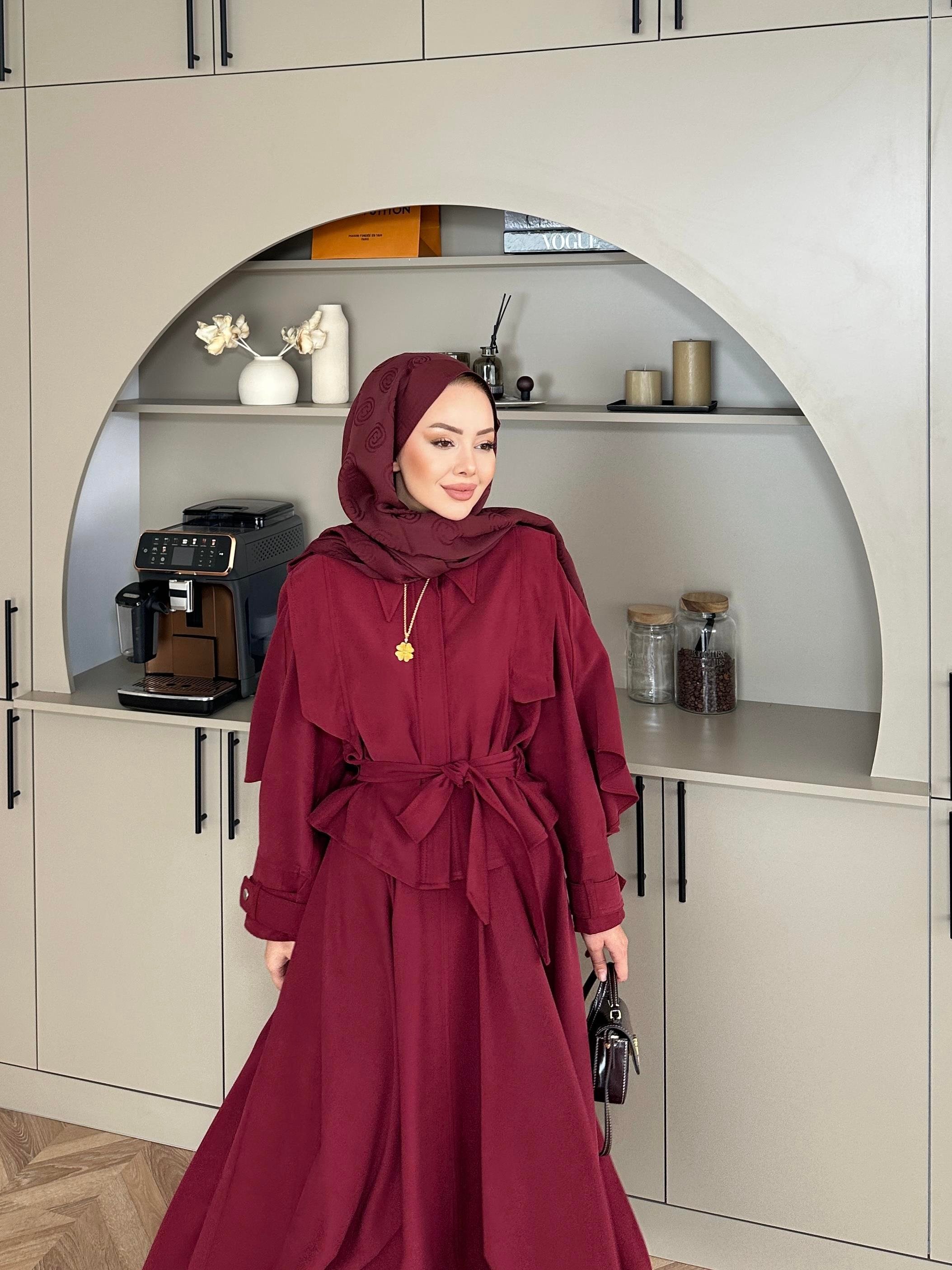 Mela Tensel Etekli Takım Bordo