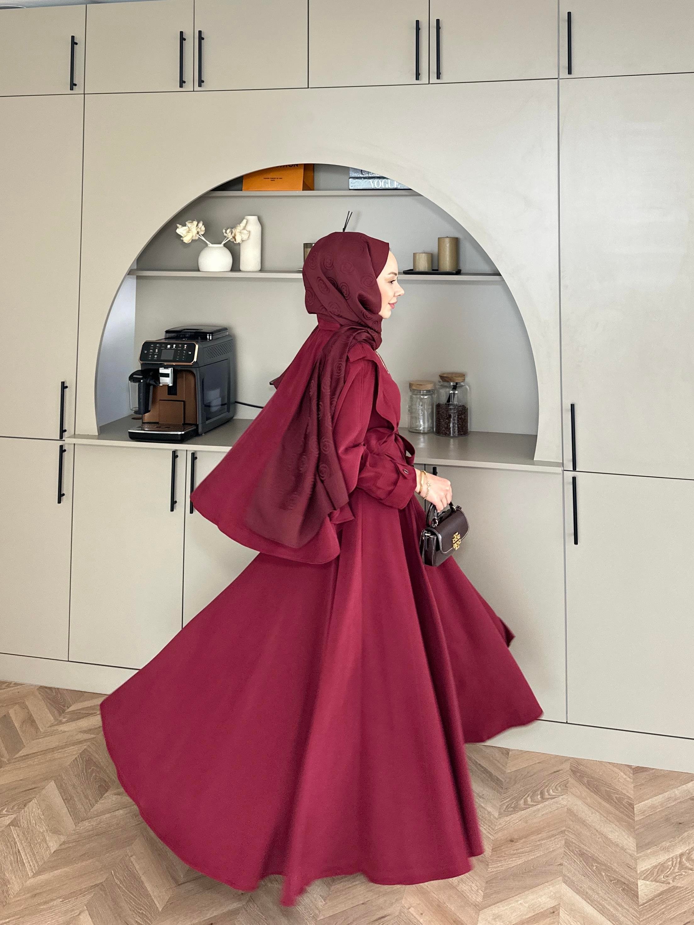 Mela Tensel Etekli Takım Bordo