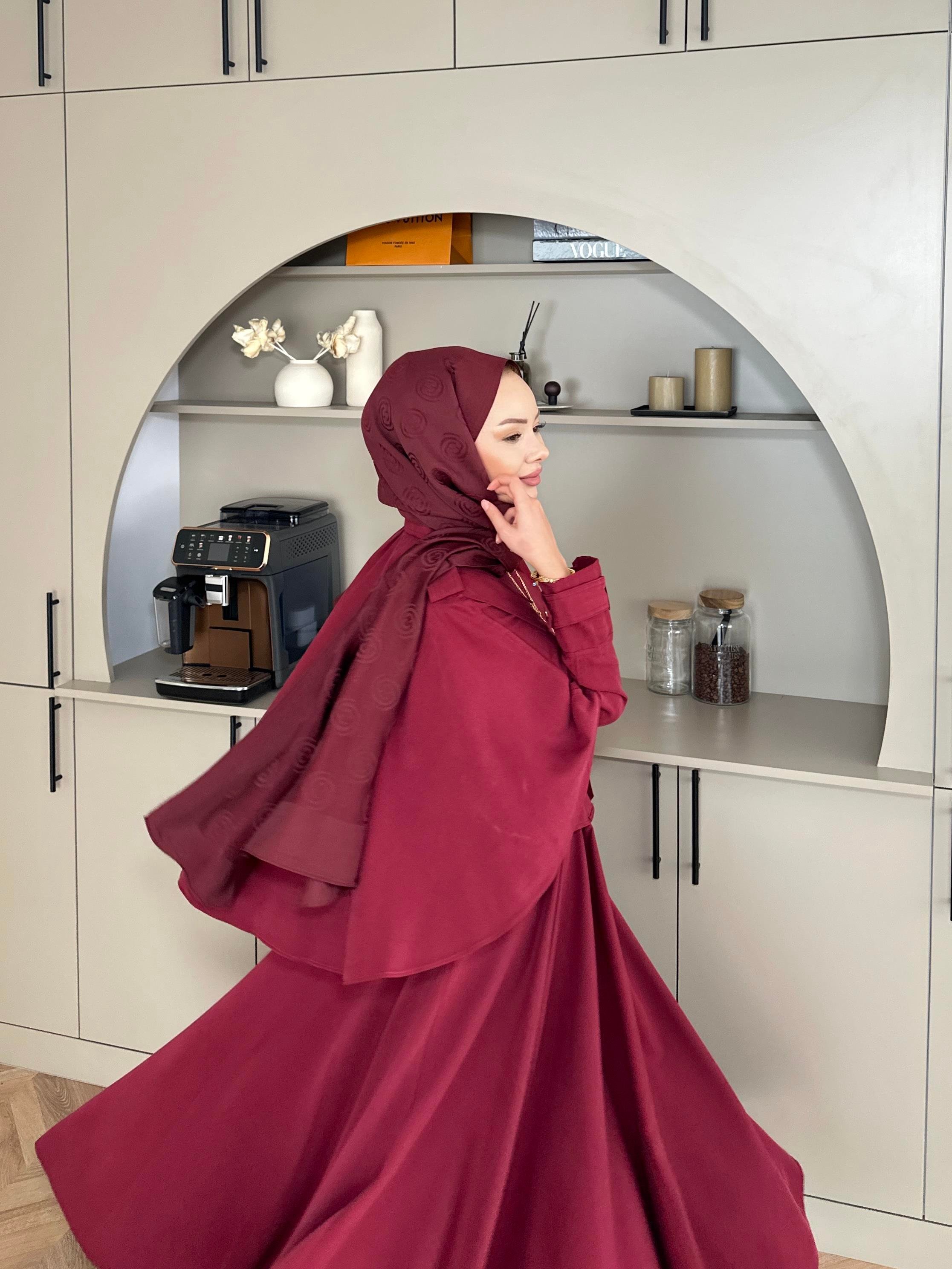 Mela Tensel Etekli Takım Bordo