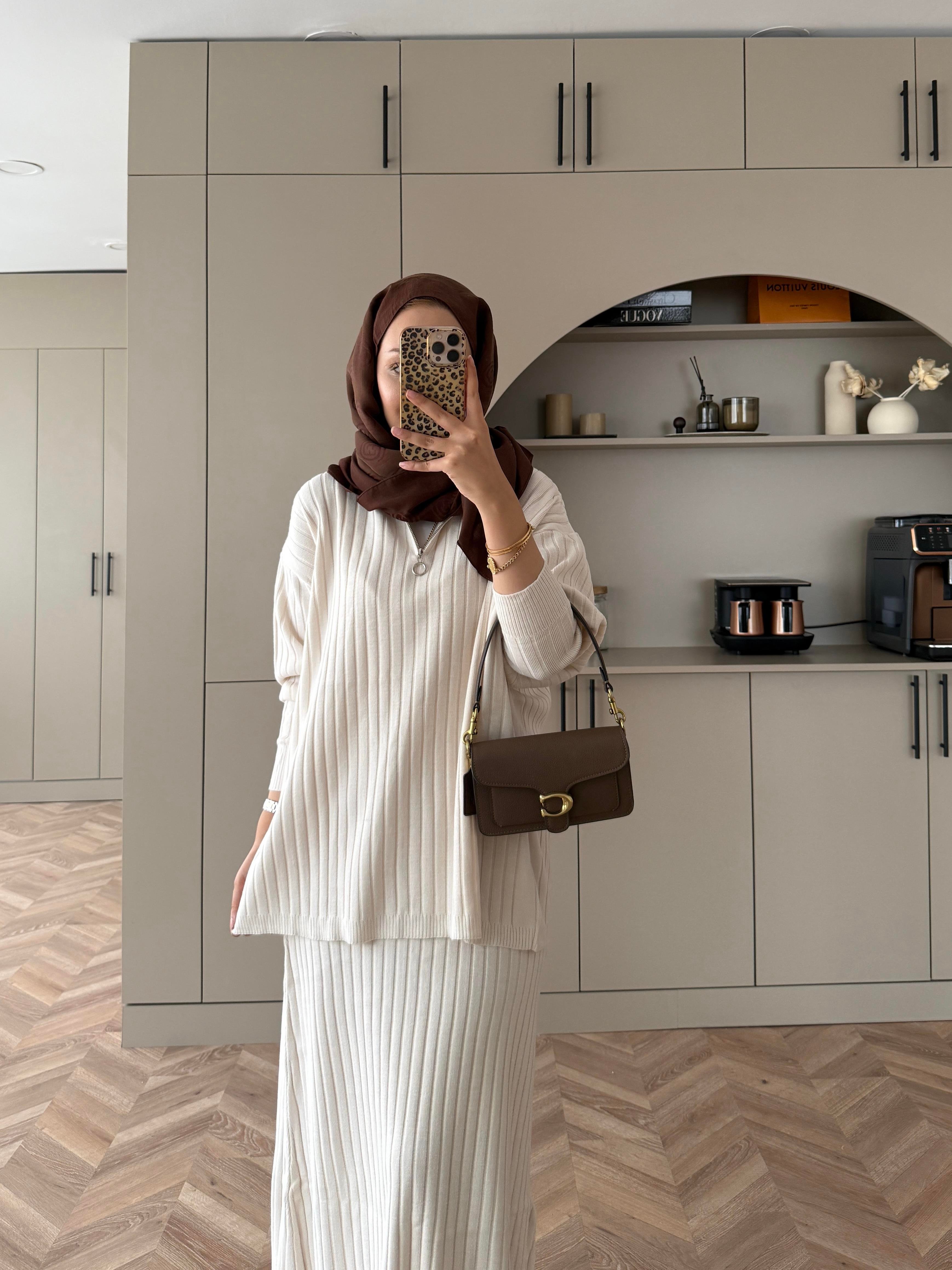 Morden Triko Etekli Takım Bej