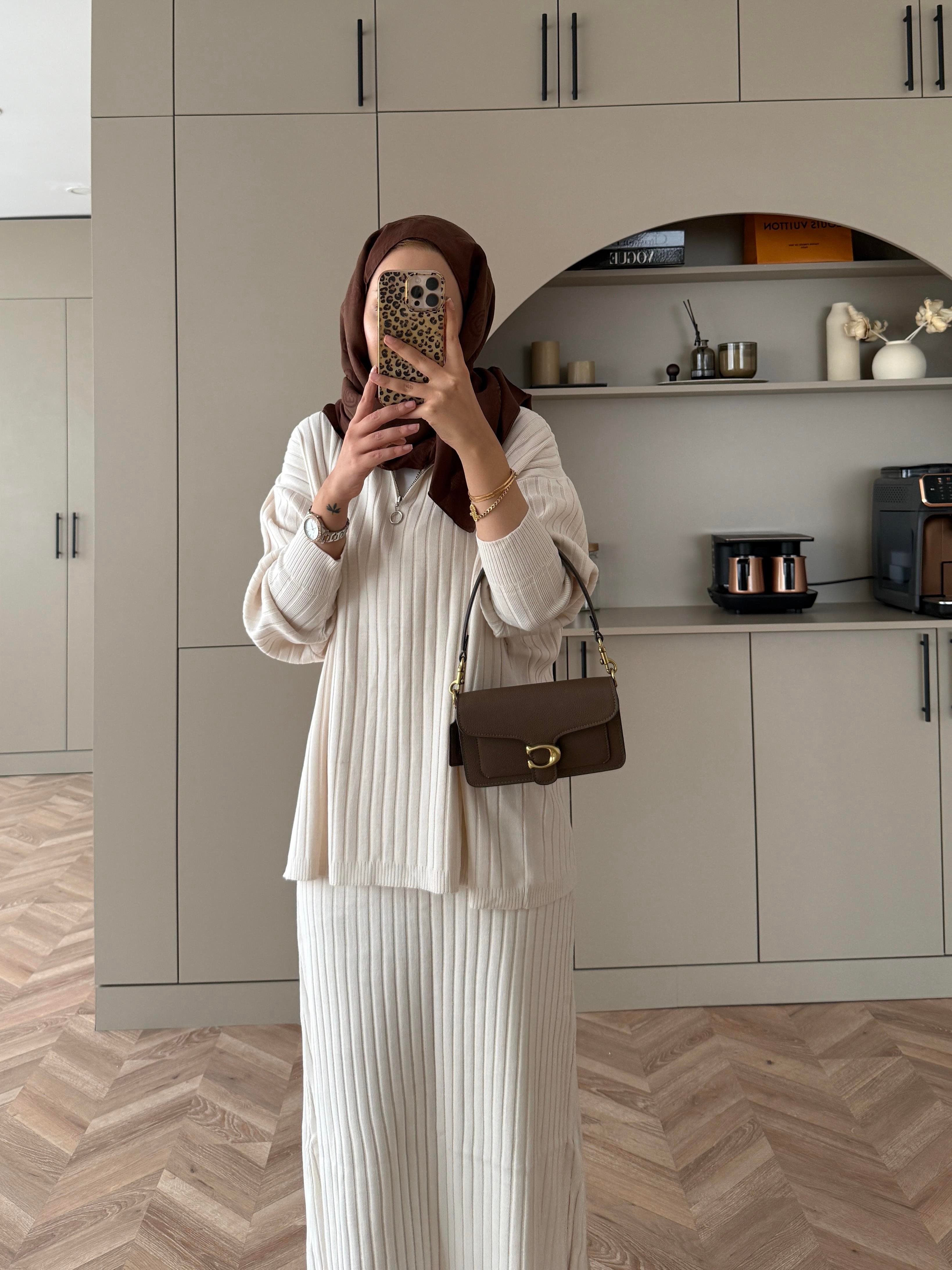 Morden Triko Etekli Takım Bej