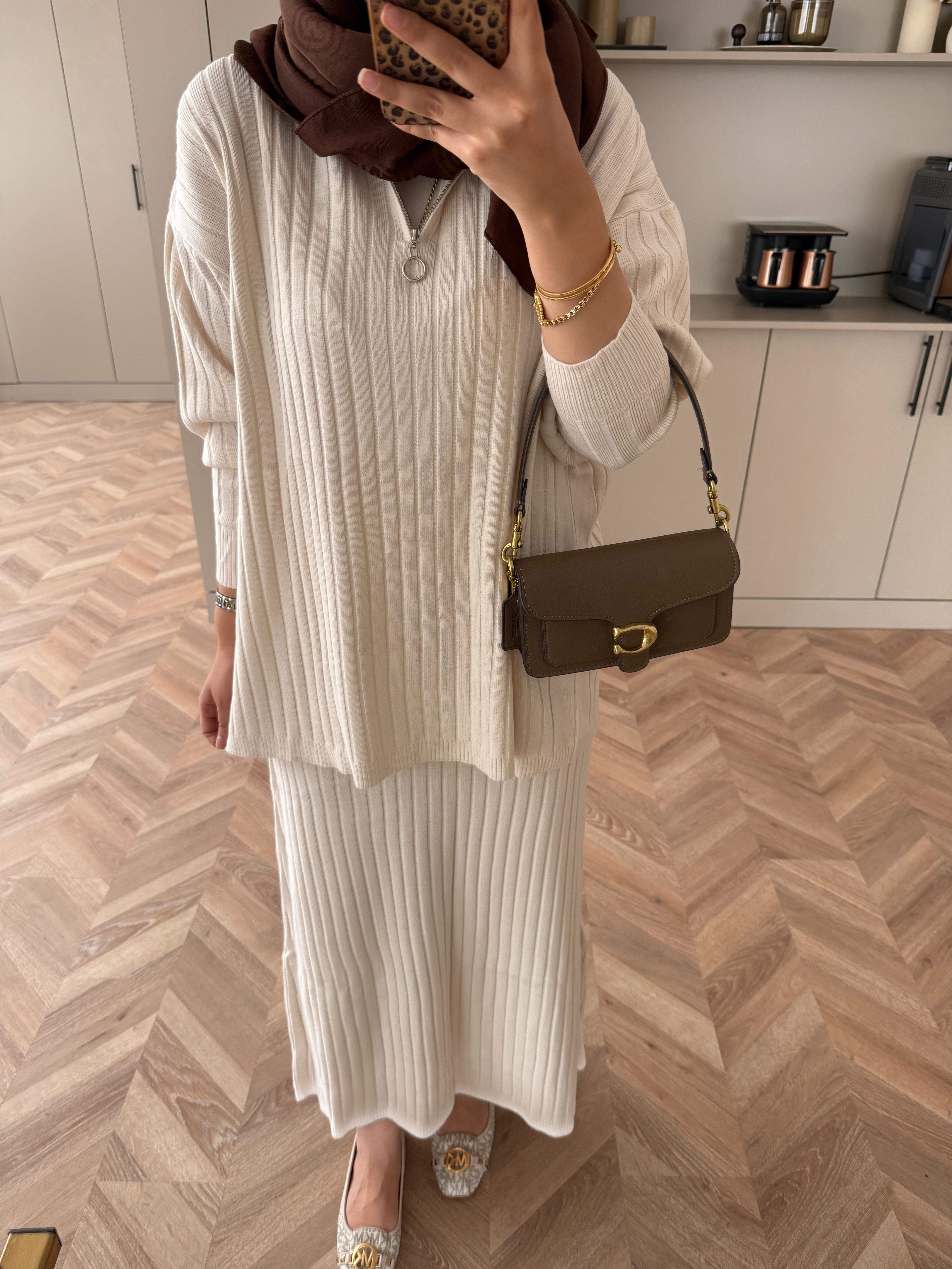 Morden Triko Etekli Takım Bej