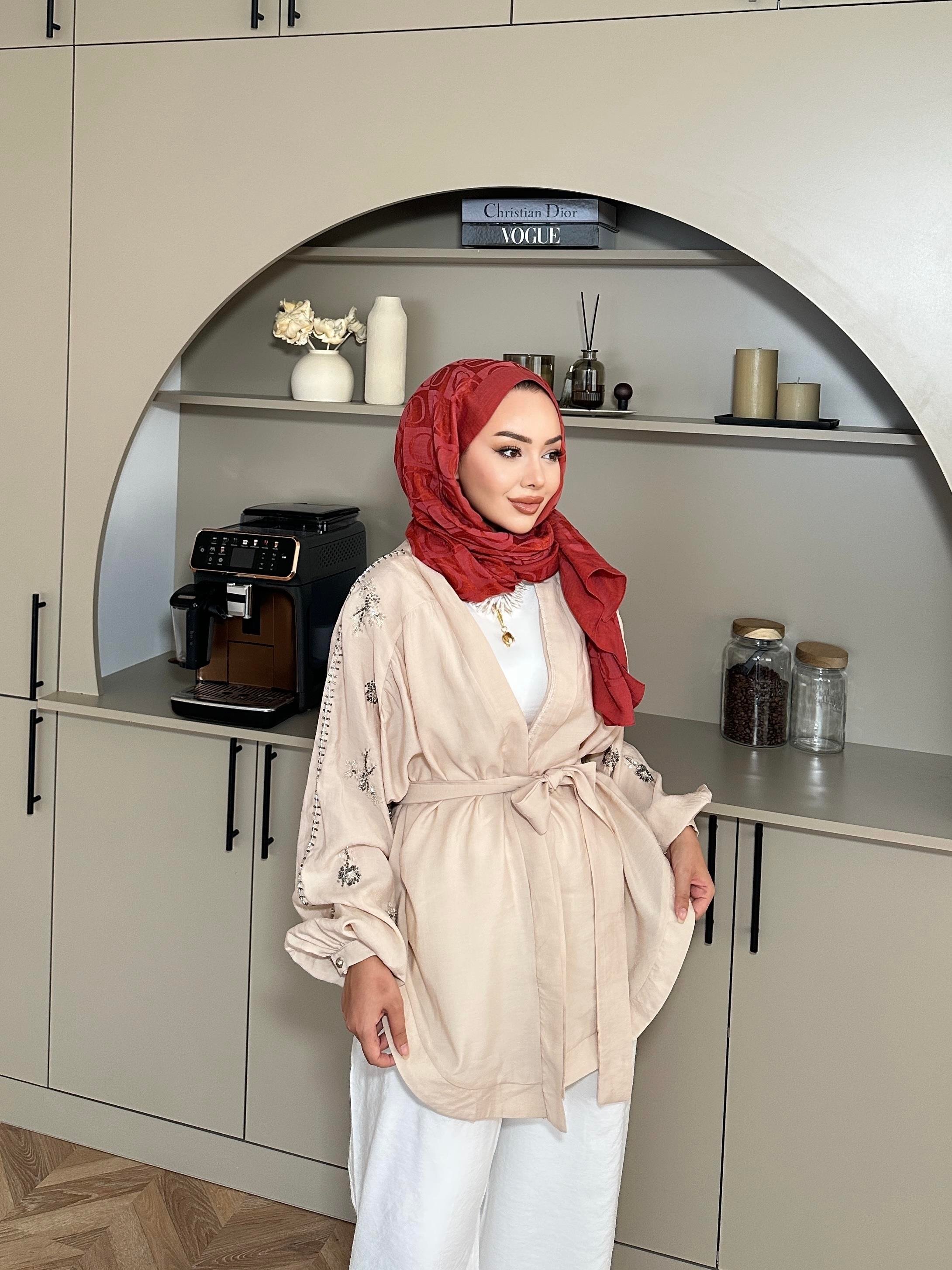 Nakışlı Kimono Bej