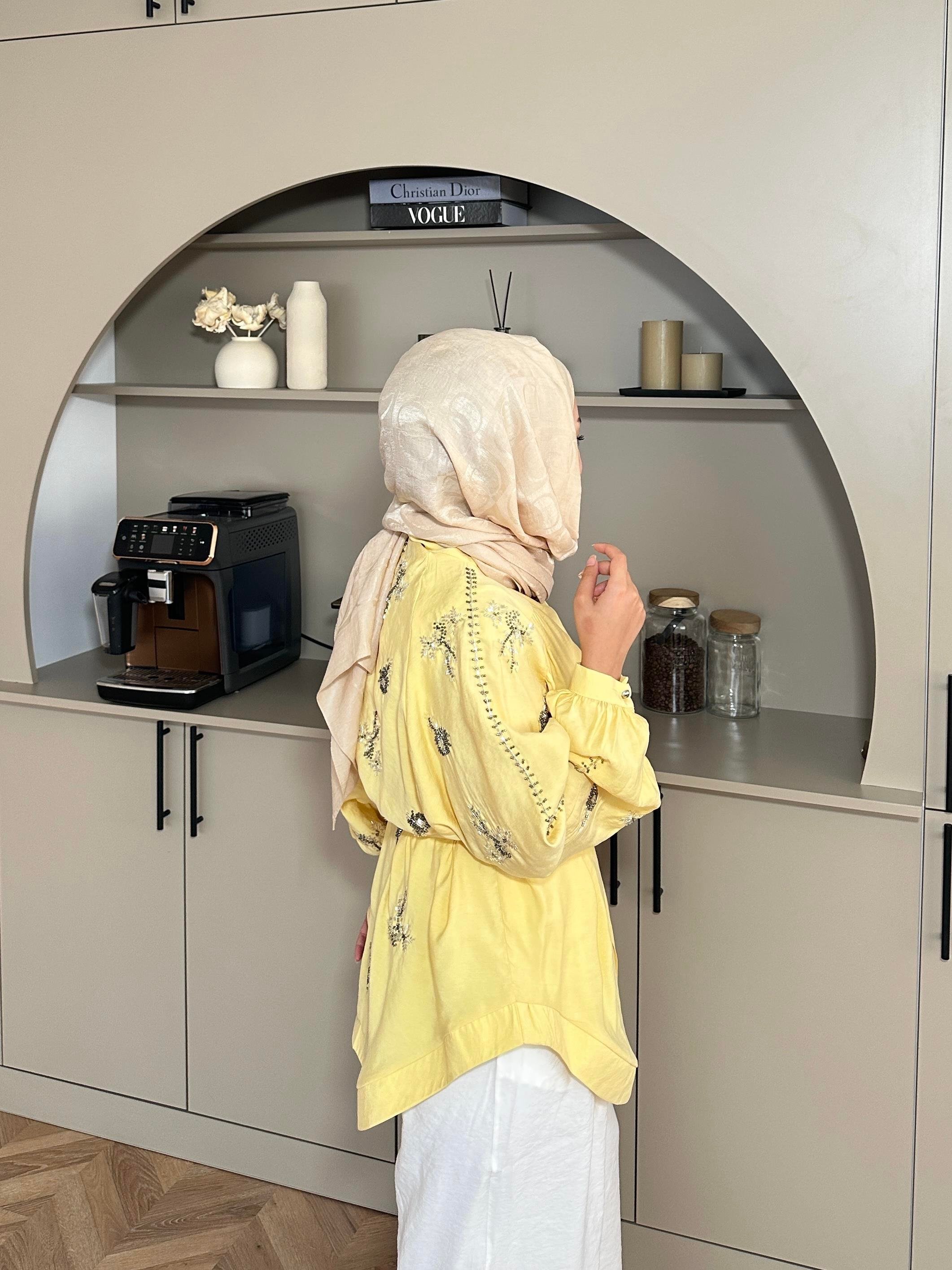 Nakışlı Kimono Sarı