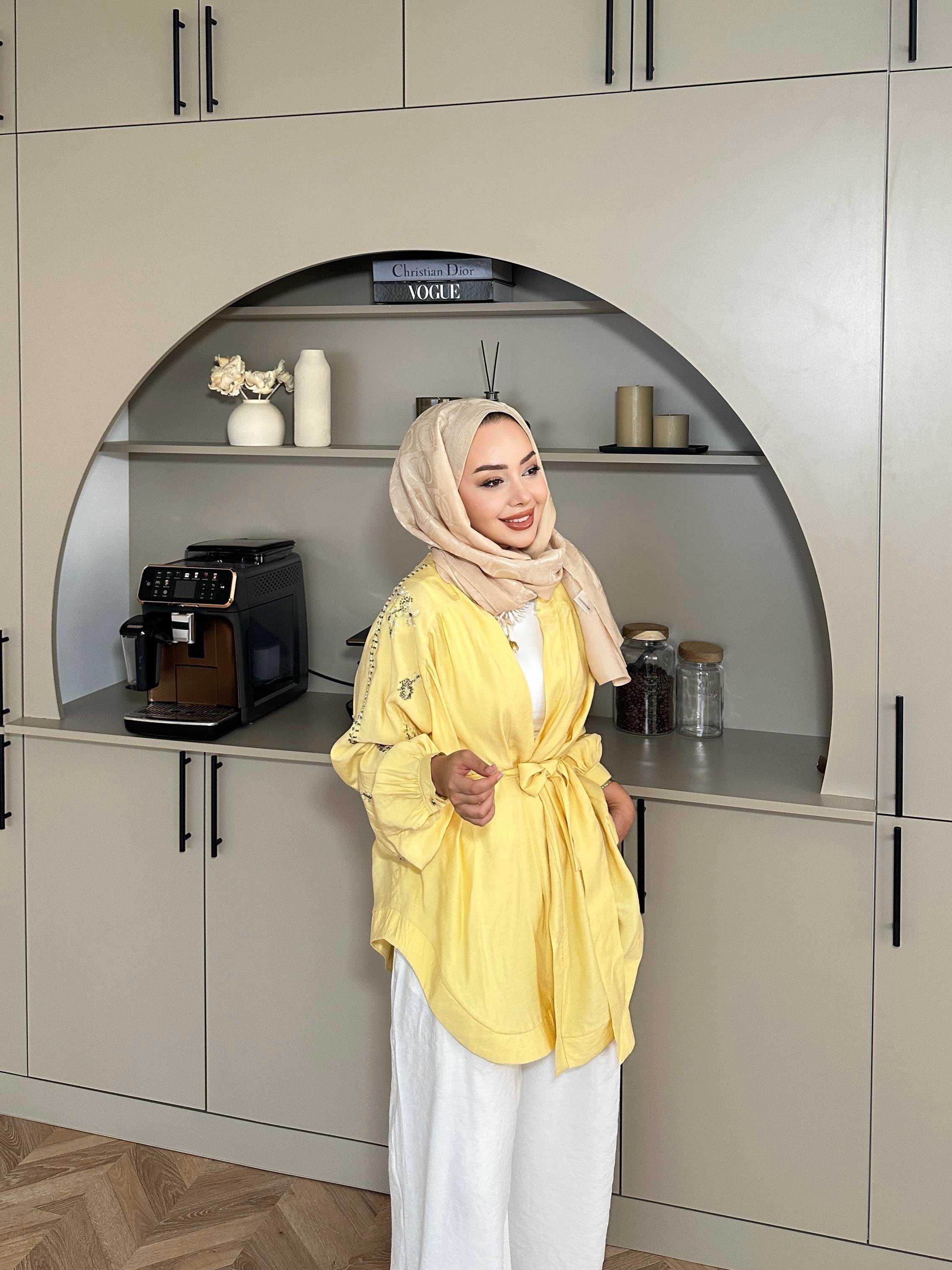 Nakışlı Kimono Sarı