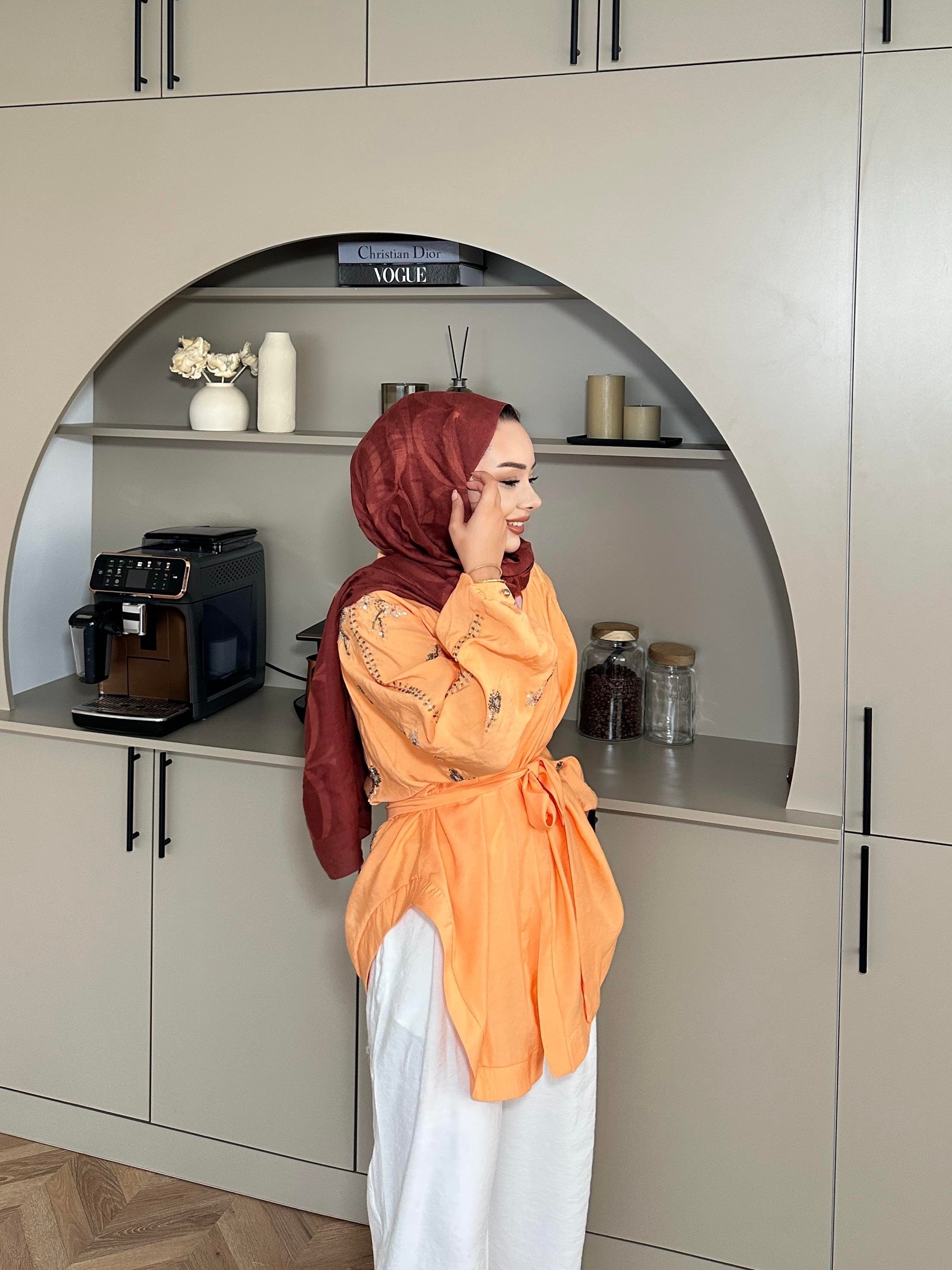 Nakışlı Kimono Turuncu