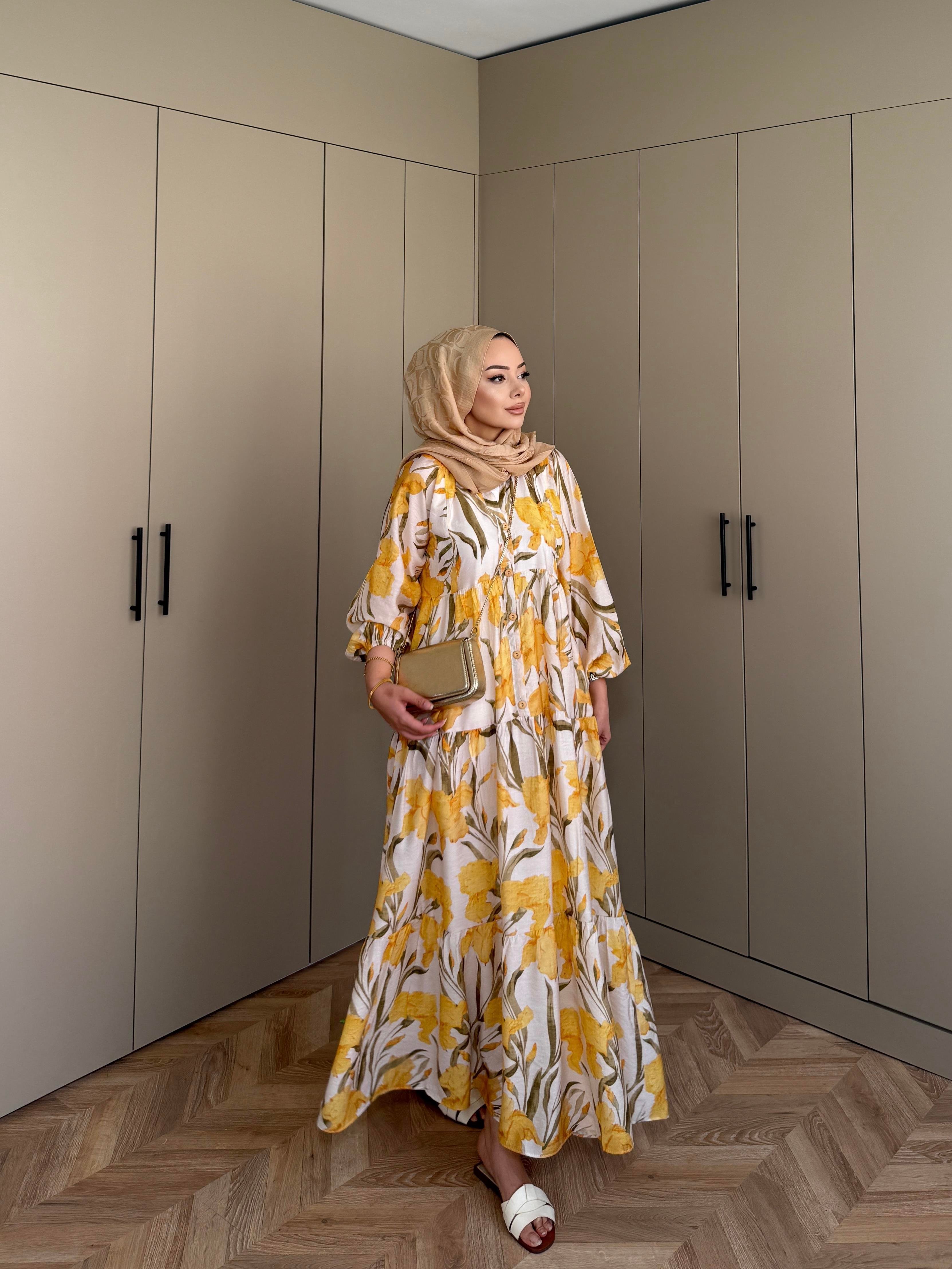 Nergis Pamuk Vual Elbise Sarı