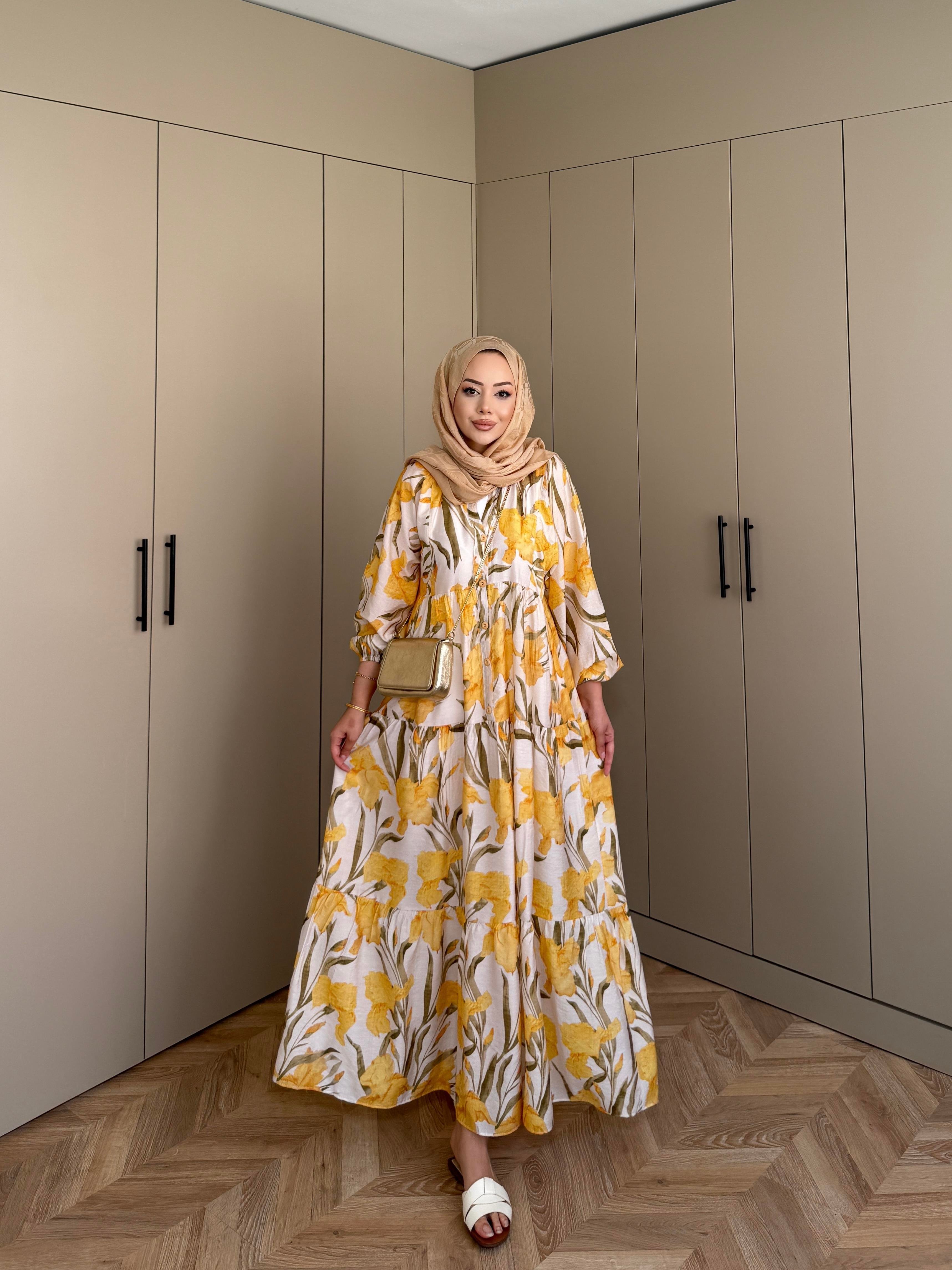 Nergis Pamuk Vual Elbise Sarı