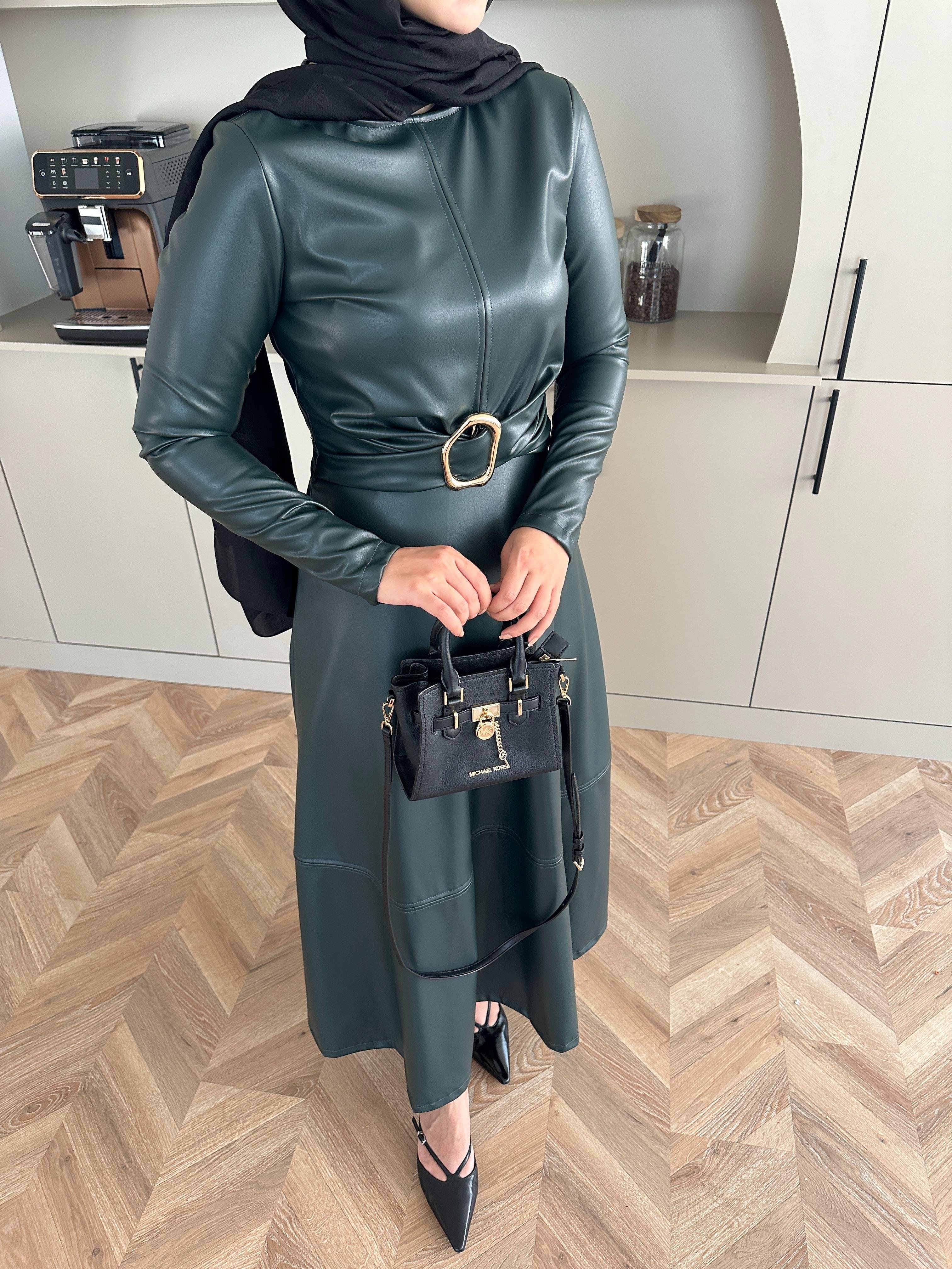 Nesa Deri Elbise Haki