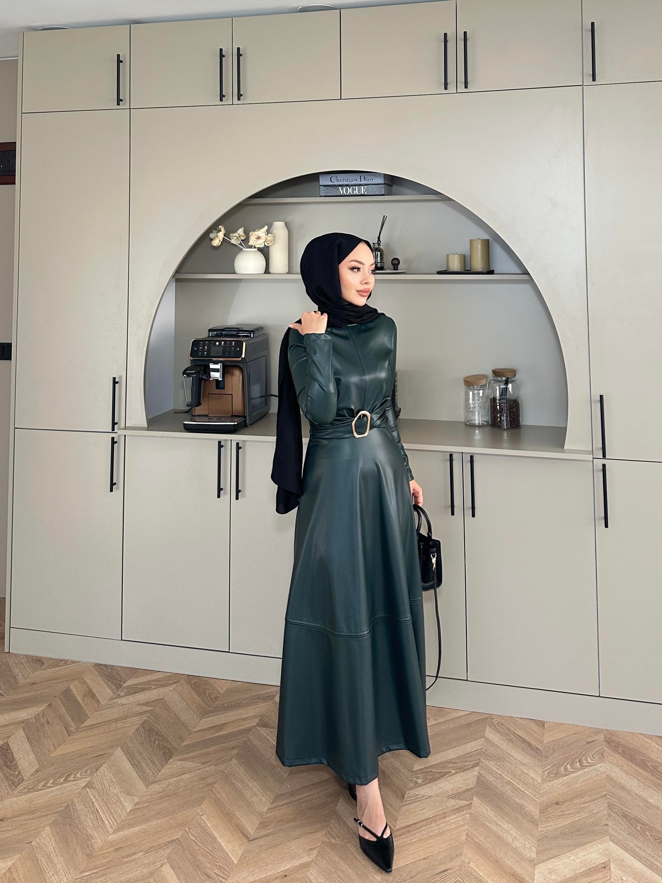 Nesa Deri Elbise Haki