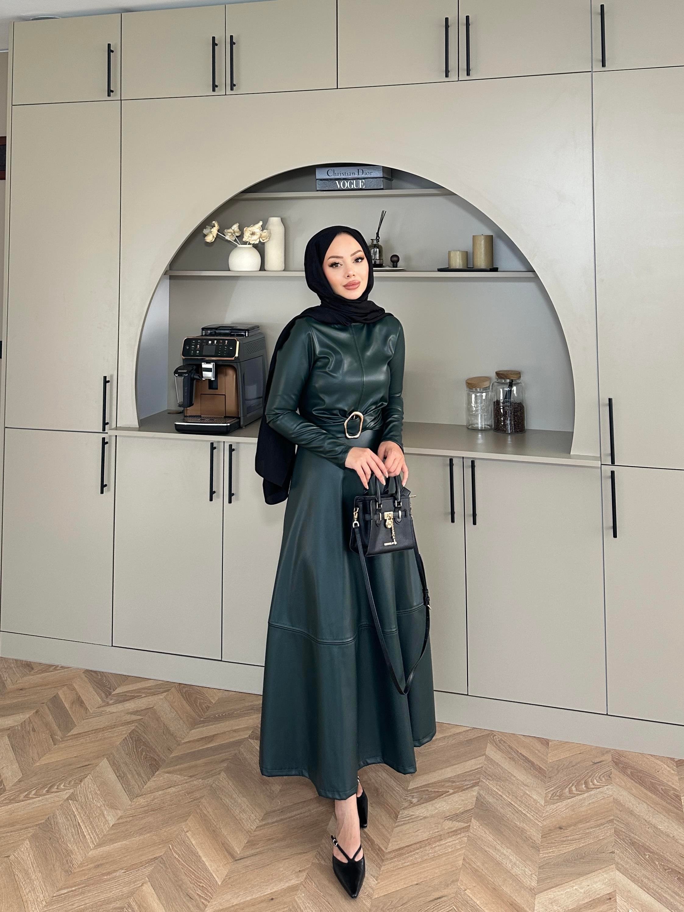 Nesa Deri Elbise Haki